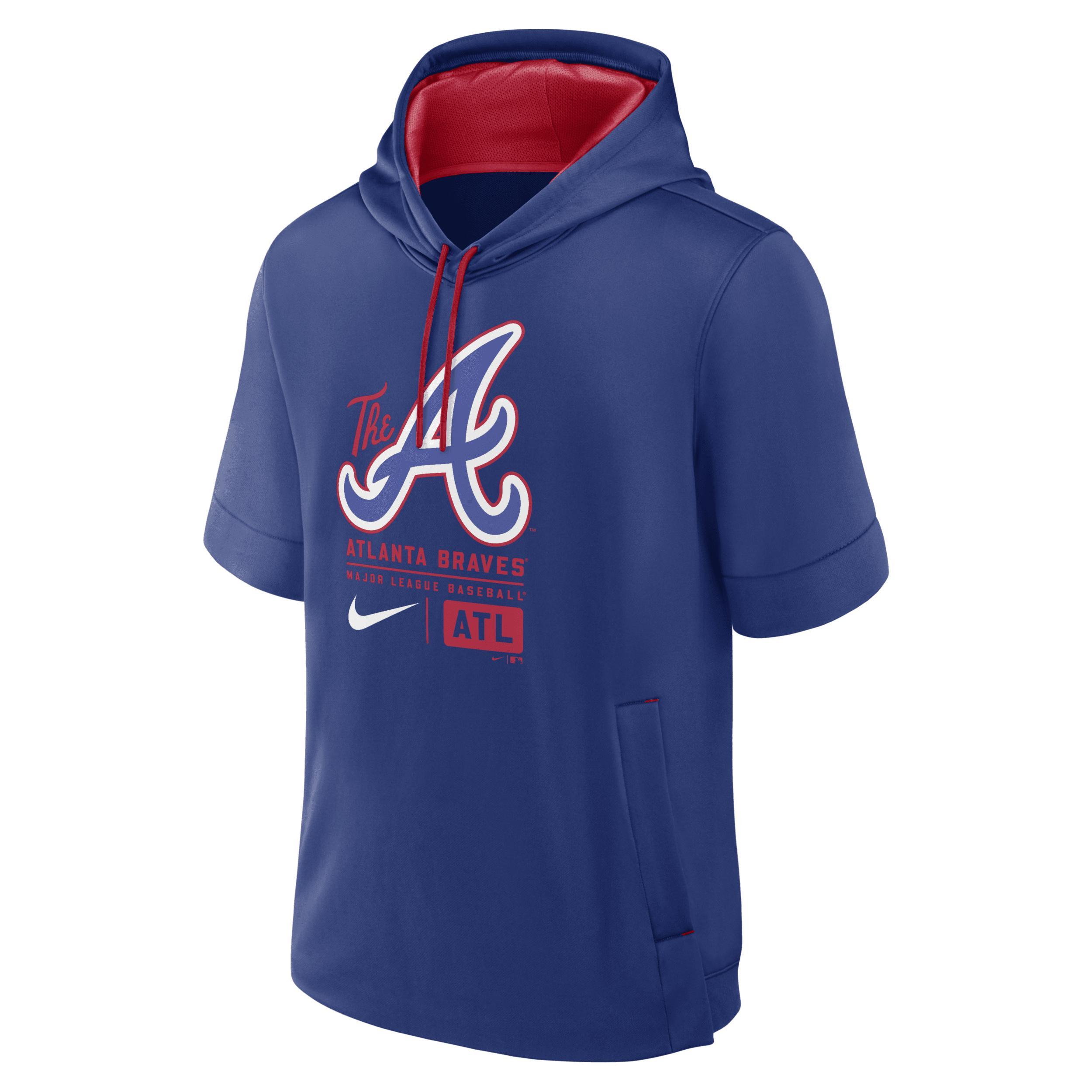 Mens Nike Royal Atlanta Braves City Connect Color Block Short Sleeve Pullover Hoodie Product Image