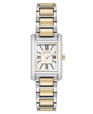 Anne Klein Womens Quartz Classic Rectangular Roman Numeral Two-Tone Alloy Metal Watch, 20mm - Silver-Tone/Gold-Tone Product Image