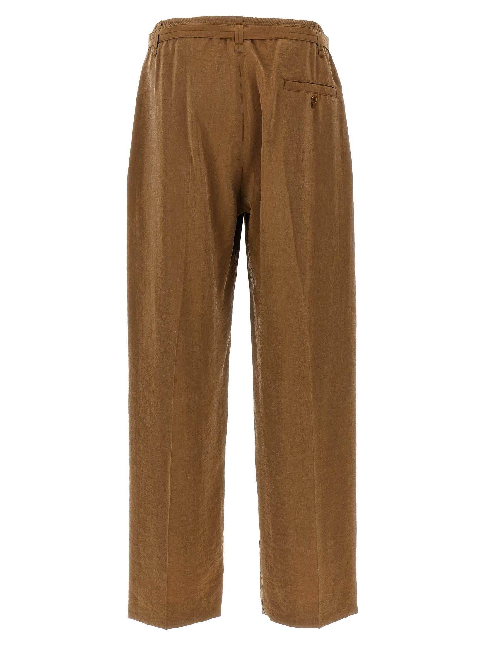 LEMAIRE Straight-leg Wool-blend Trousers In Brown Product Image