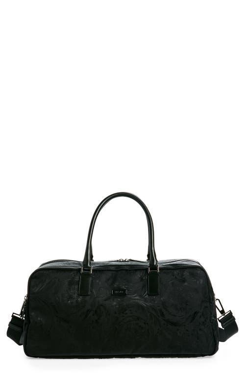 VERSACE Barocco Print Nylon Gym Bag In Black-ruthenium Product Image