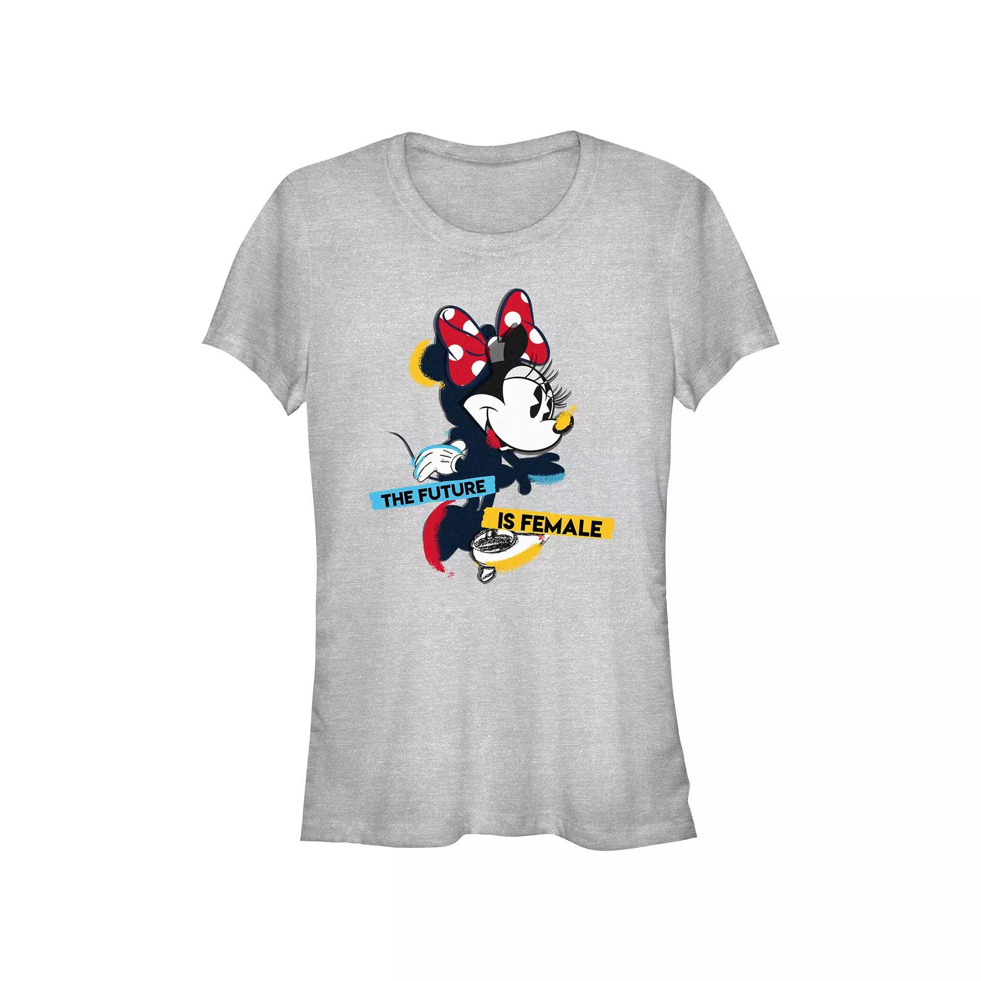 Disney's Minnie Mouse Juniors' The Future Is Female Graphic Tee, Girl's, Size: Medium, Athletic Grey Product Image
