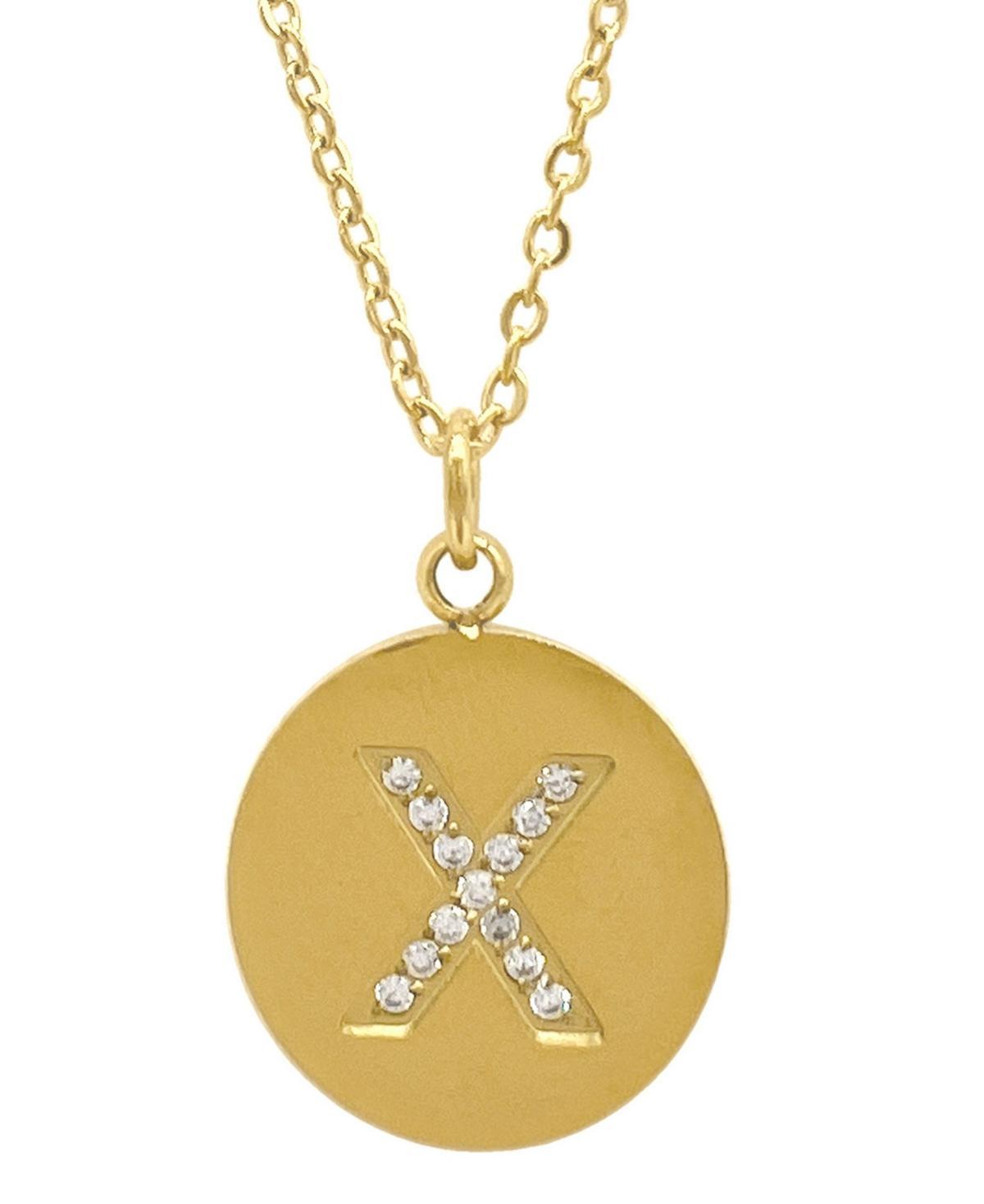 Adornia 14k Gold Plated Cubic Zirconia Engraved Letter Disc Pendant Necklace, Womens Gold Tone S Product Image