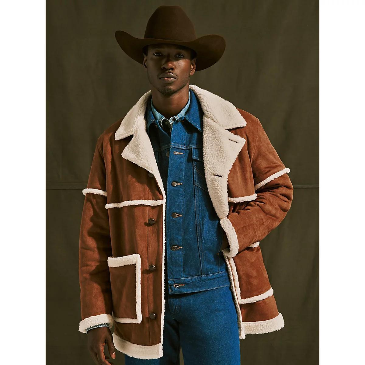 Men's Wrangler Sherpa Contrast Cowboy Jacket in Rawhide Product Image