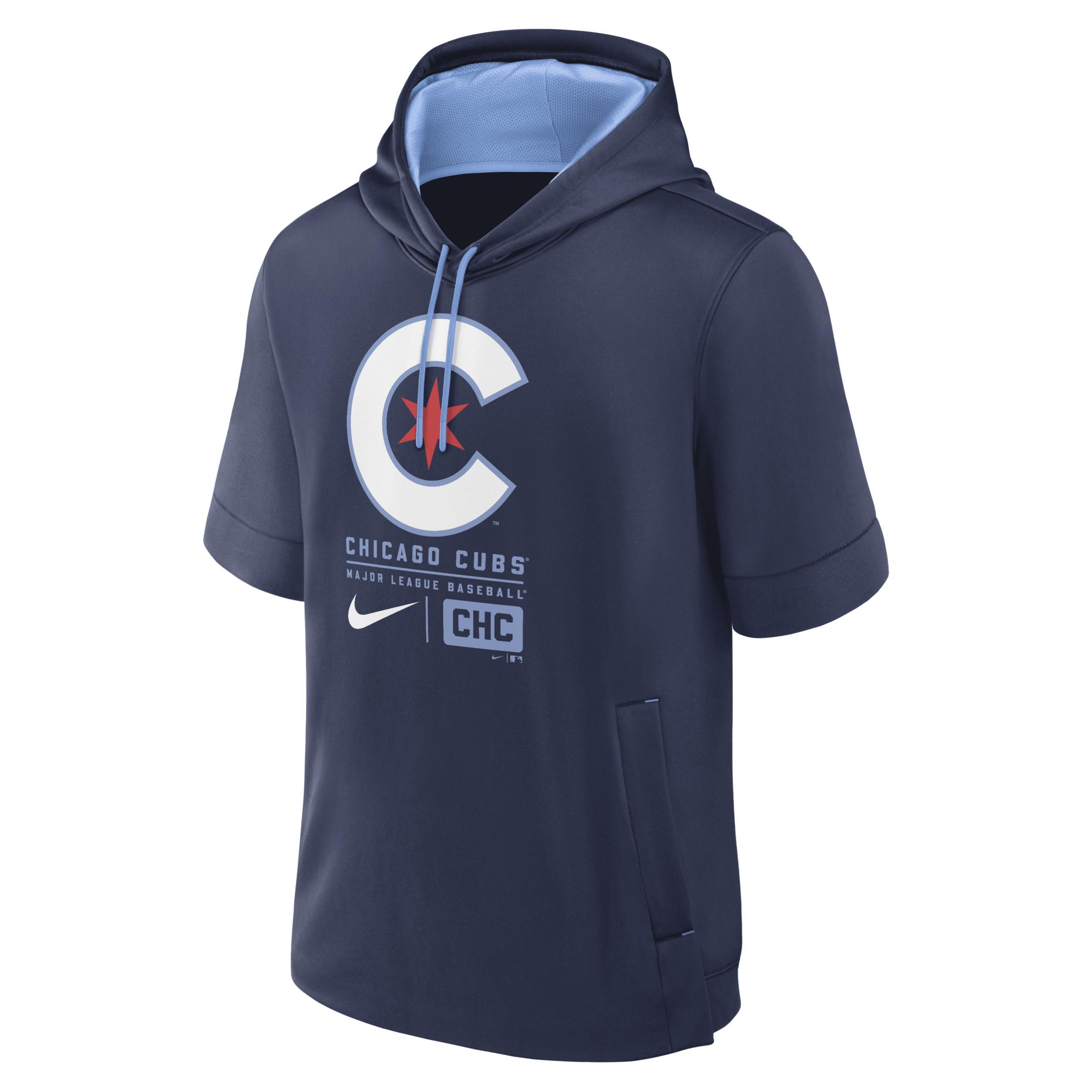 Mens Nike Royal Atlanta Braves City Connect Color Block Short Sleeve Pullover Hoodie Product Image