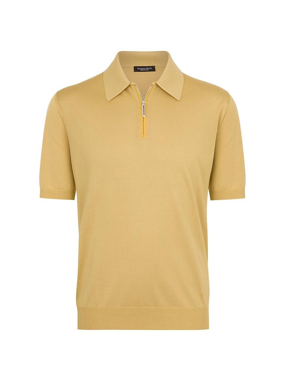 Mens Silk and Crocodile Zip Polo Shirt Product Image