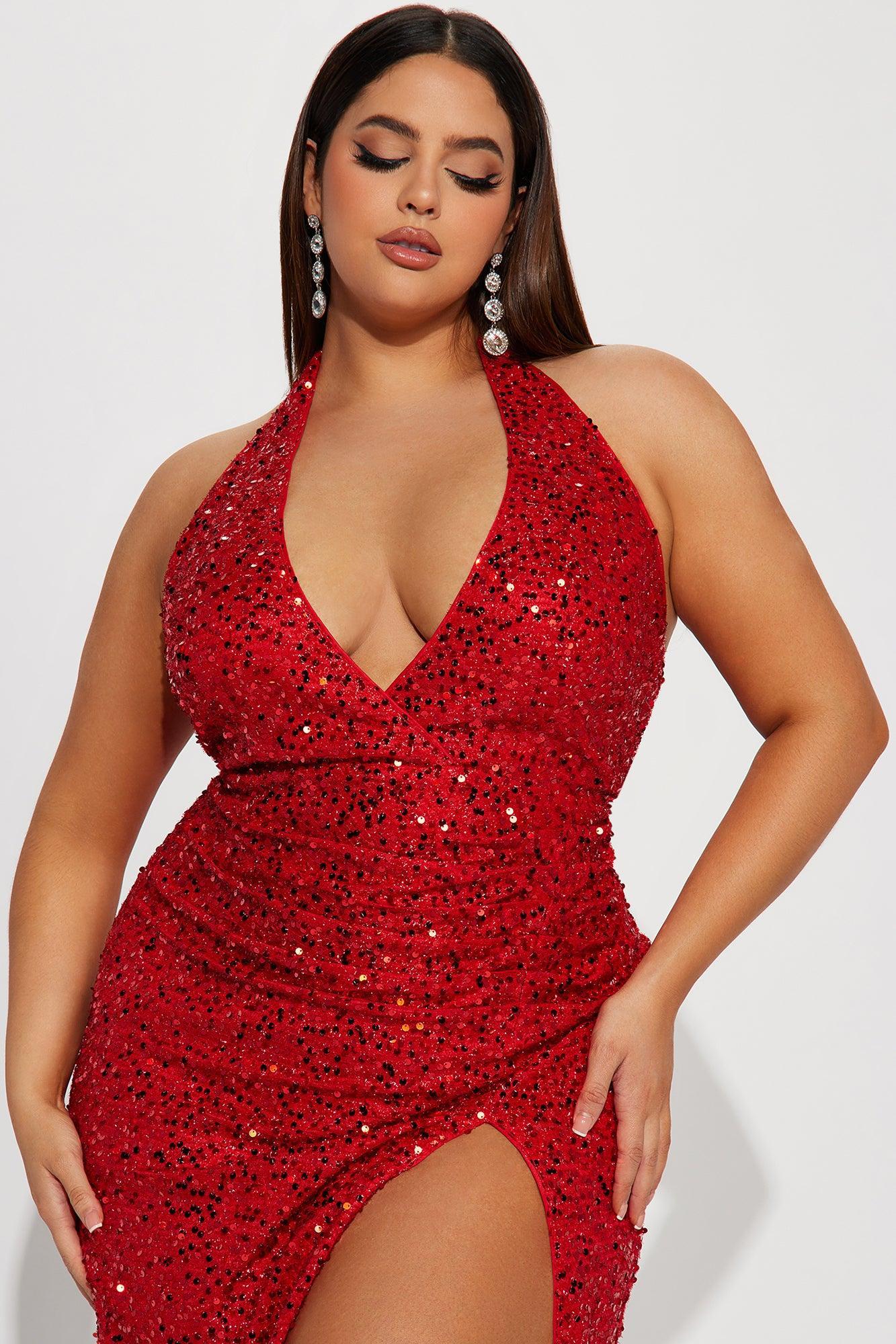 Hailie Sequin Maxi Dress - Red Product Image
