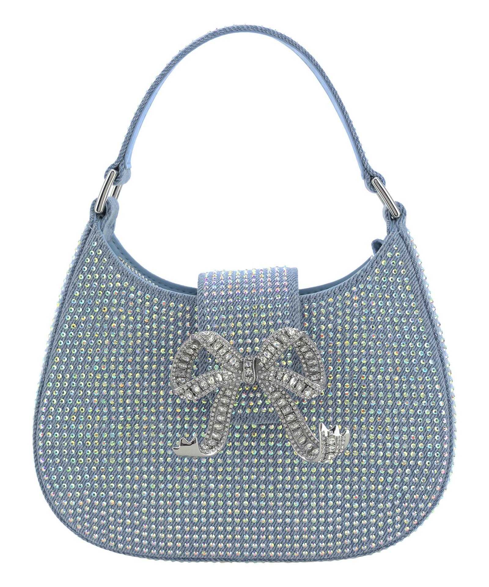 Denim Cresent Hobo Bag In Blue Product Image