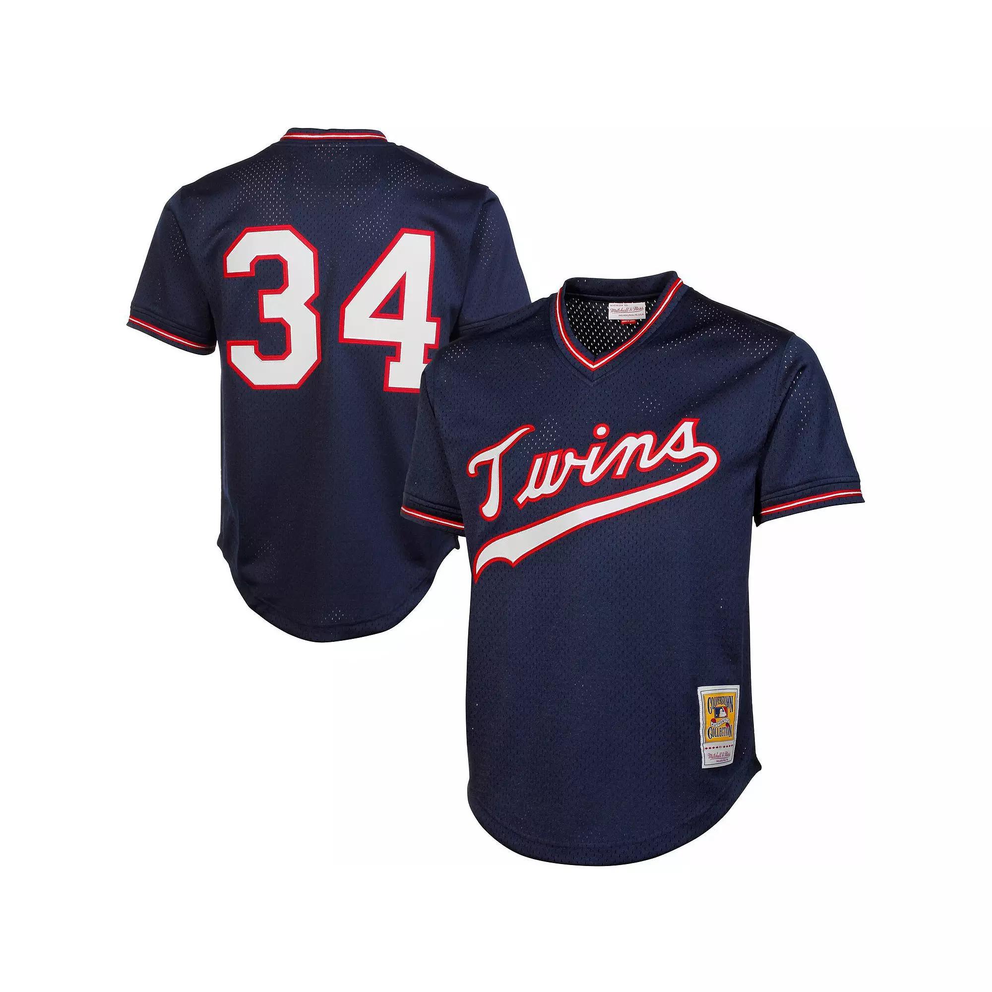 Mens Mitchell & Ness Kirby Puckett Minnesota Twins 1985 Authentic Cooperstown Collection Mesh Batting Practice Jersey Blue Product Image