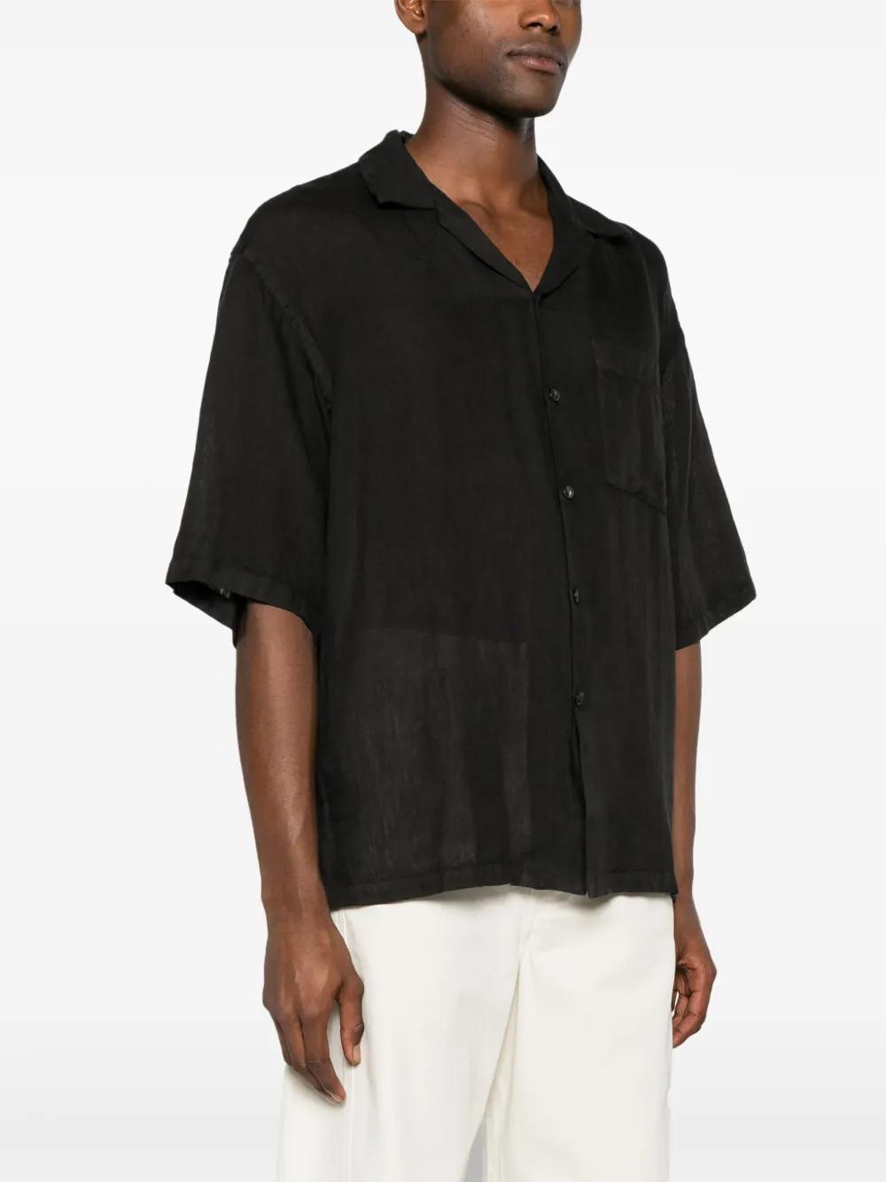 camp-collar linen shirt Product Image