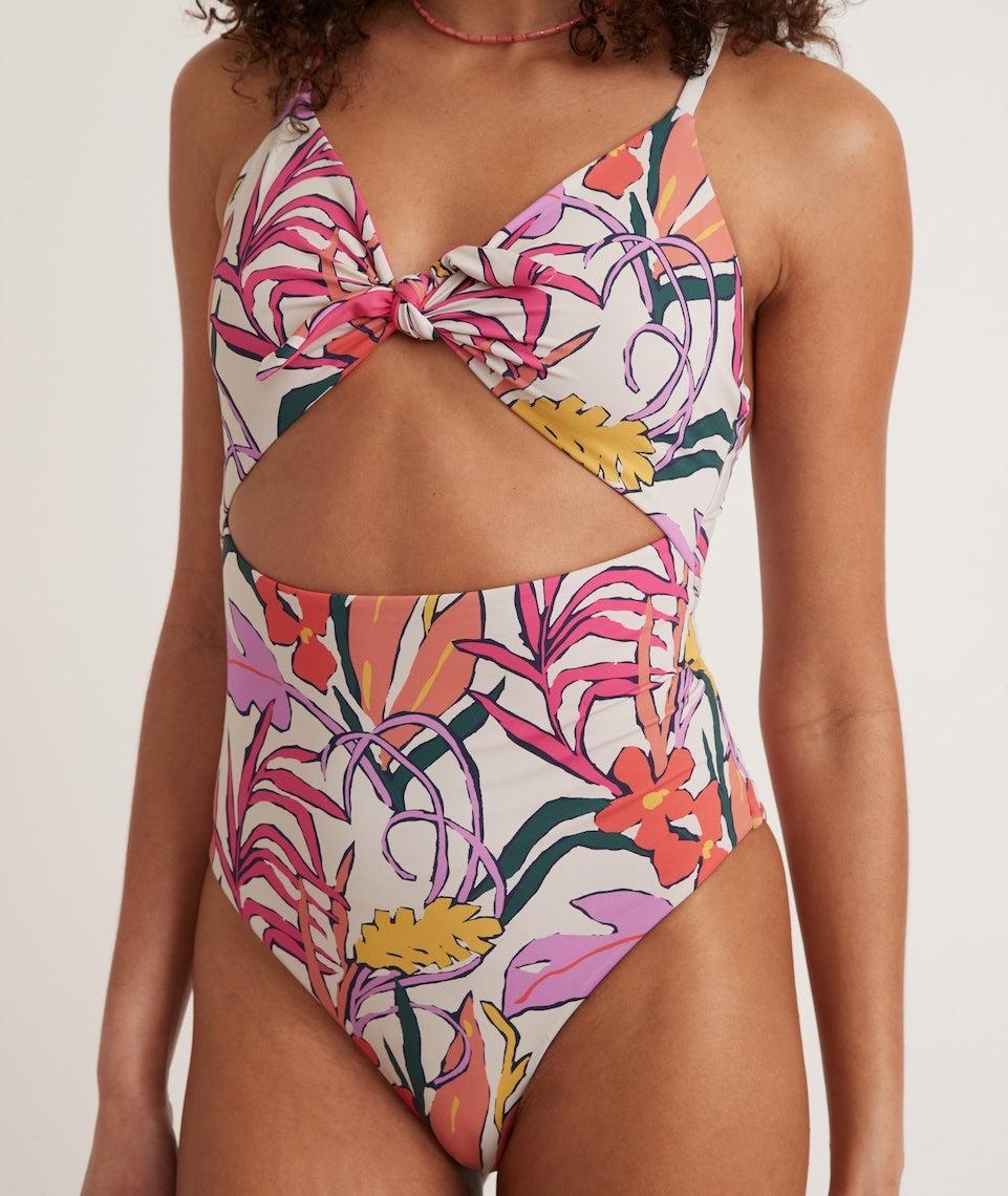 Havana Tie Front One Piece in Tropical Floral Product Image