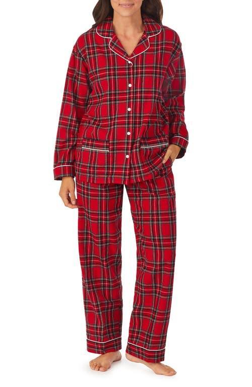 Lanz of Salzburg Classic Notch Collar Flannel PJ Set (Red Tartan Plaid) Women's Pajama Sets Product Image