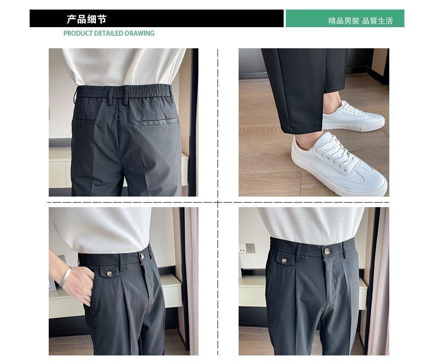 Plain Cropped Straight Leg Dress Pants Product Image