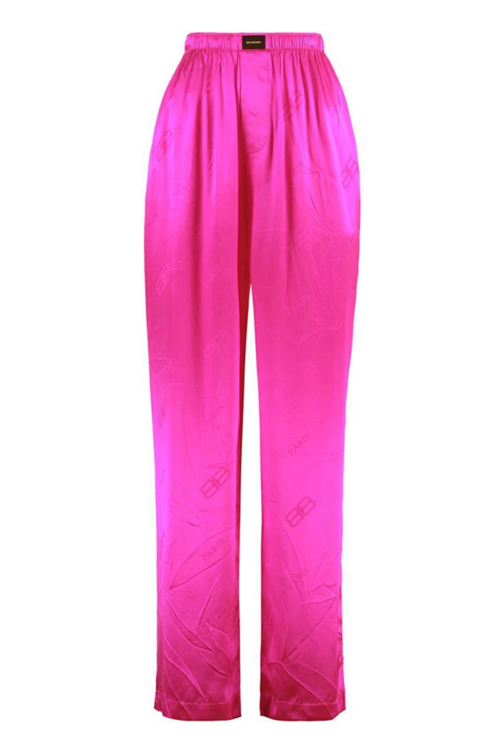 BALENCIAGA Silk Pajama Pants In Fuchsia Product Image