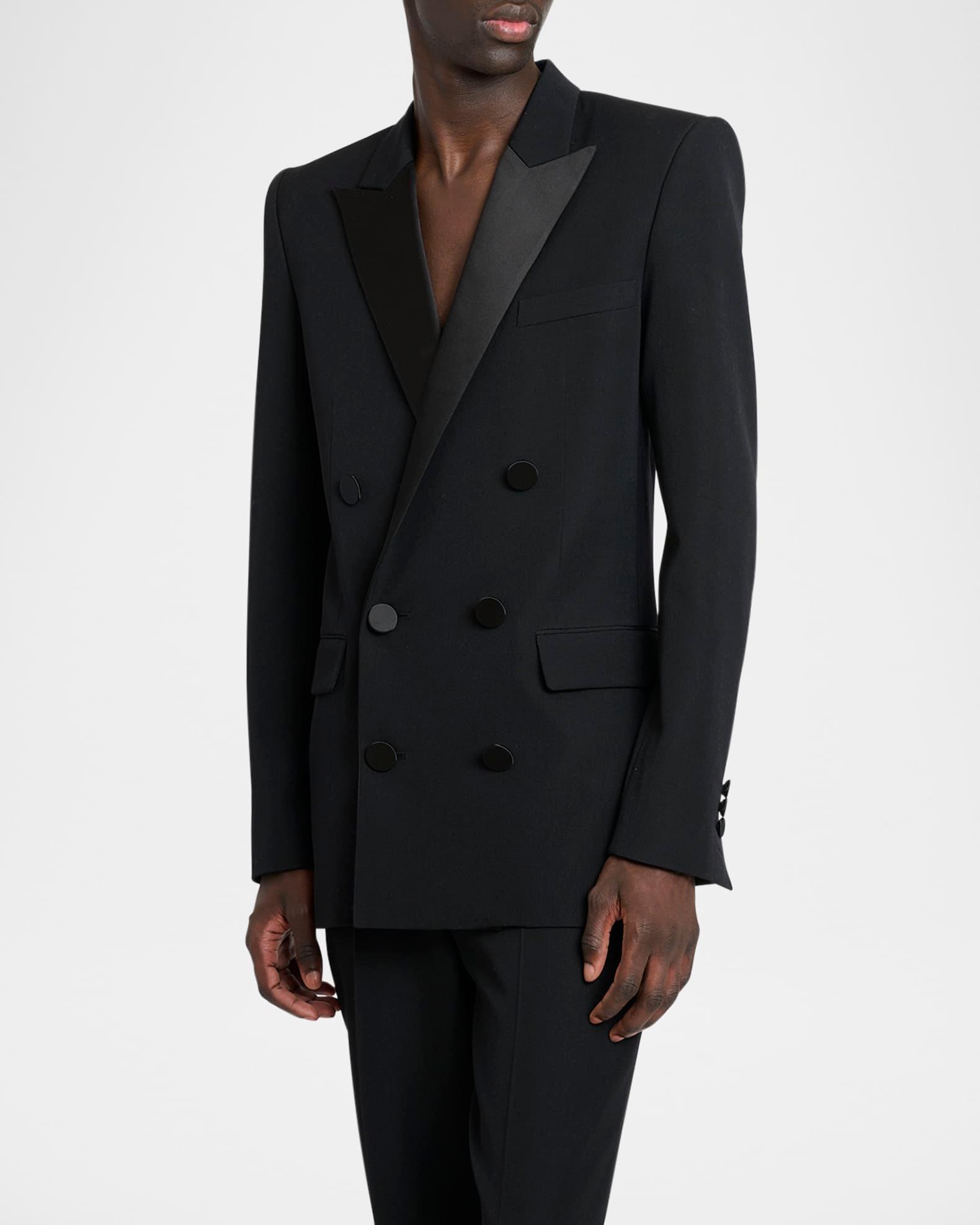 Men's Satin Peak Lapel Double-Breasted Blazer Jacket Product Image