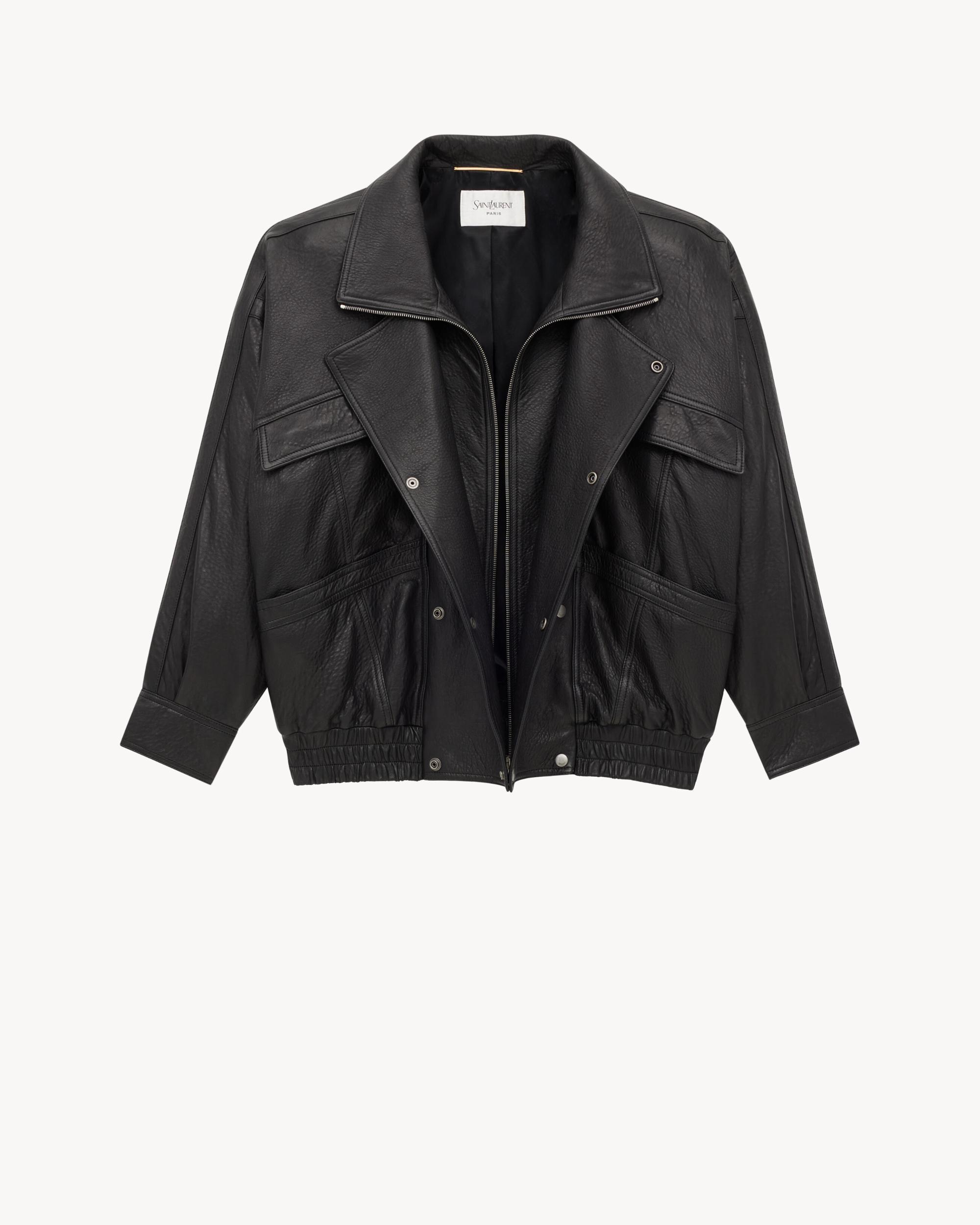 bomber jacket in bubbled lambskin Product Image