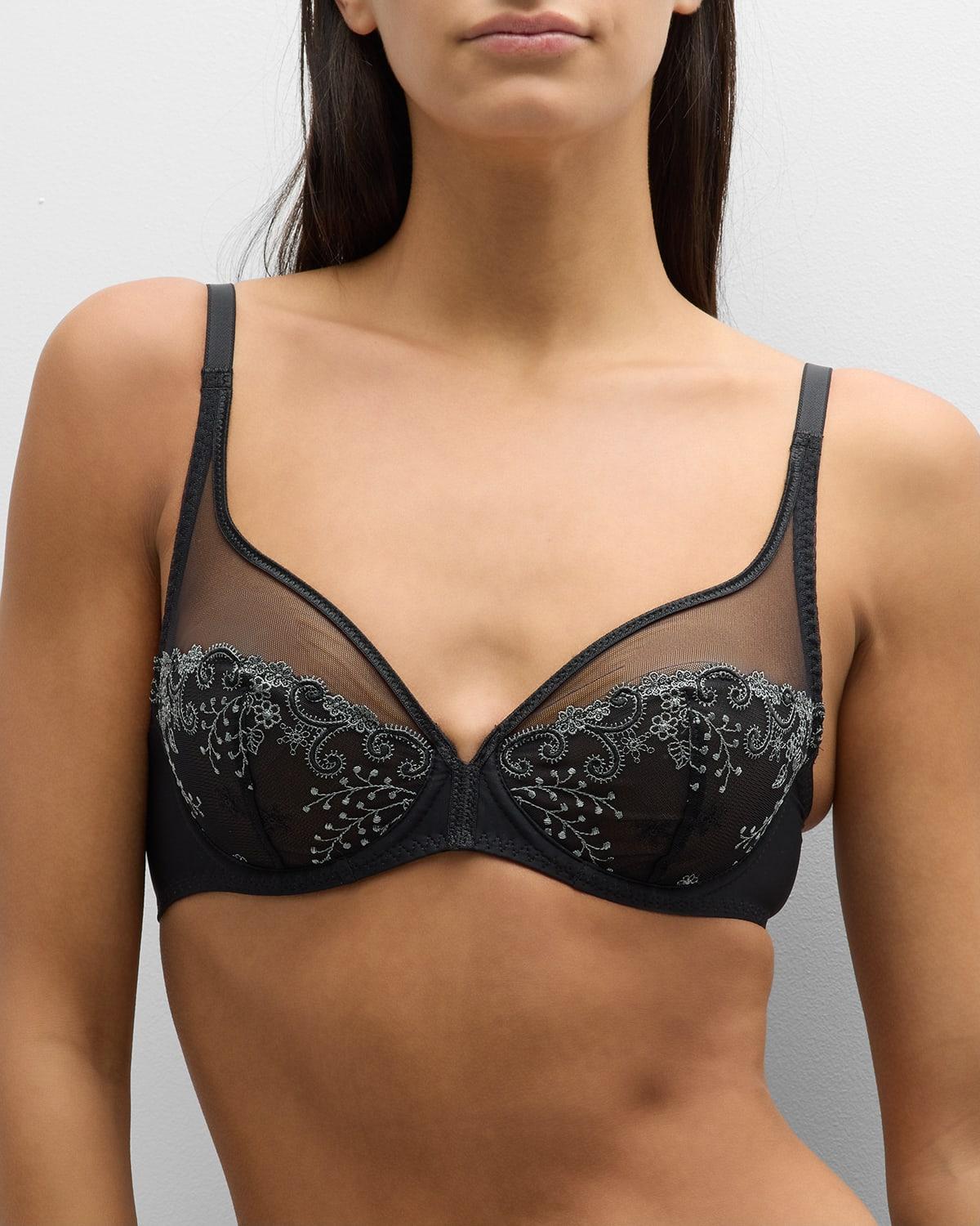 Delice Two-Part Full-Cup Sheer Plunge Bra Product Image