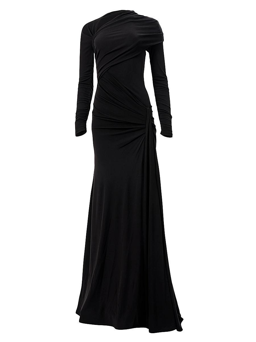 Womens Draped Long-Sleeve Gown Product Image