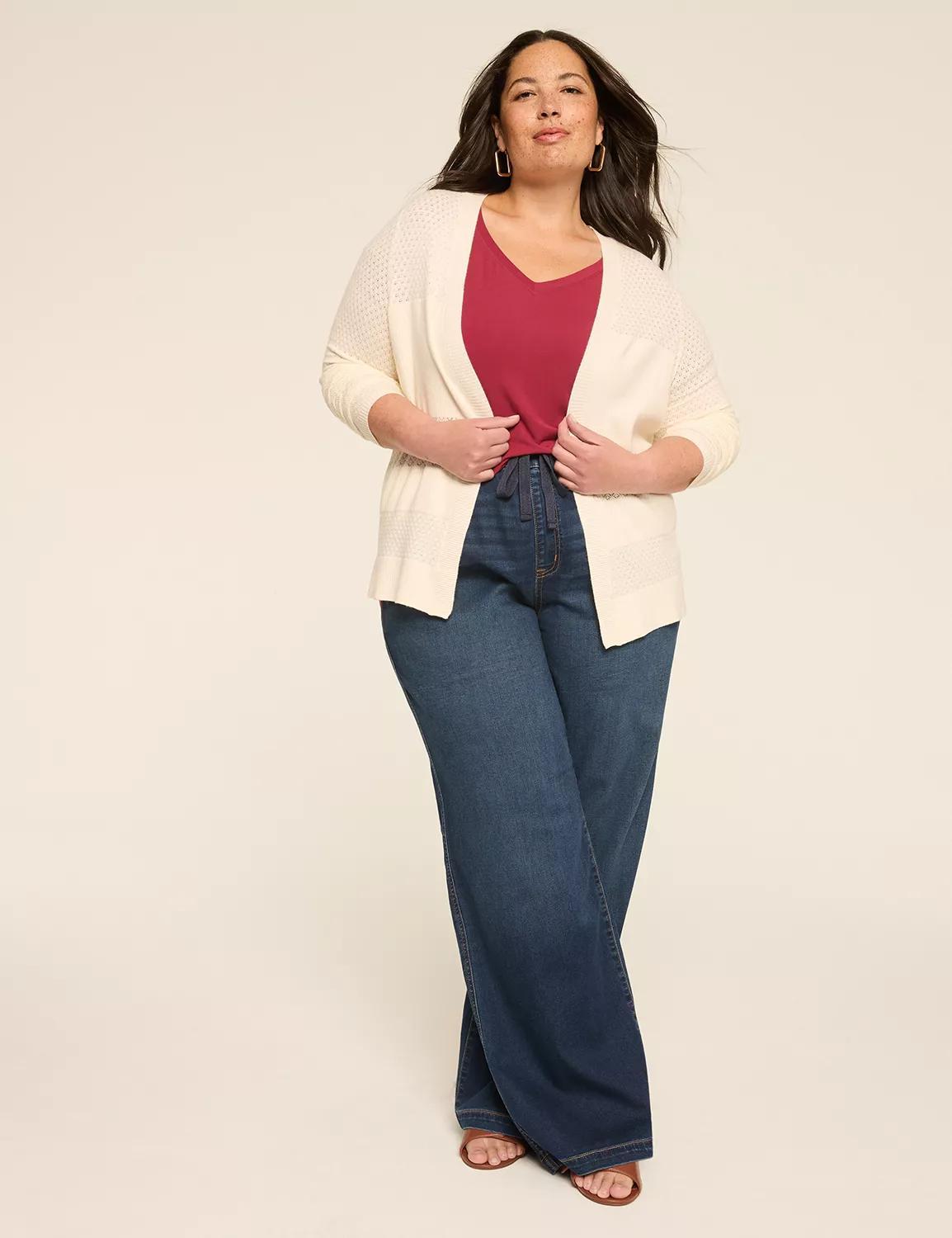 Pointelle Open-Front Cardigan Product Image