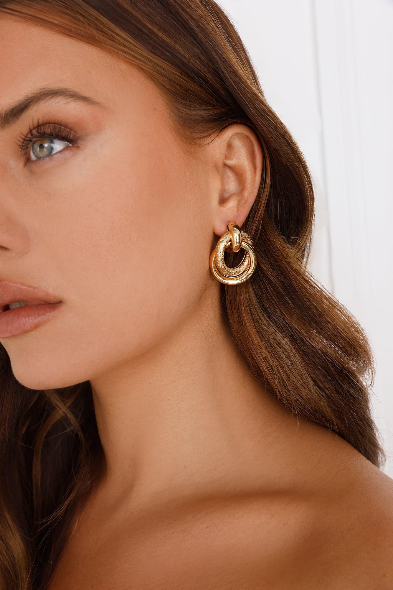 Frosted Glam Earrings Gold Product Image