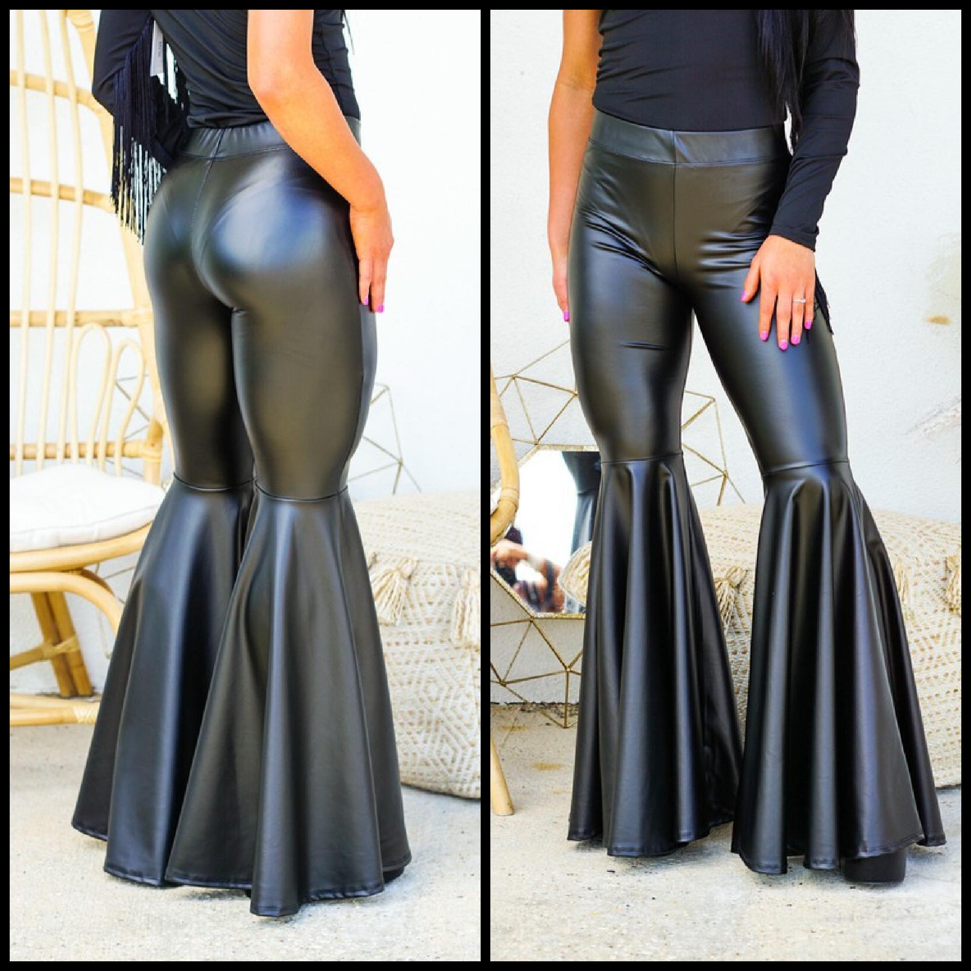 Smoke Show Faux Leather Bell Bottoms Product Image