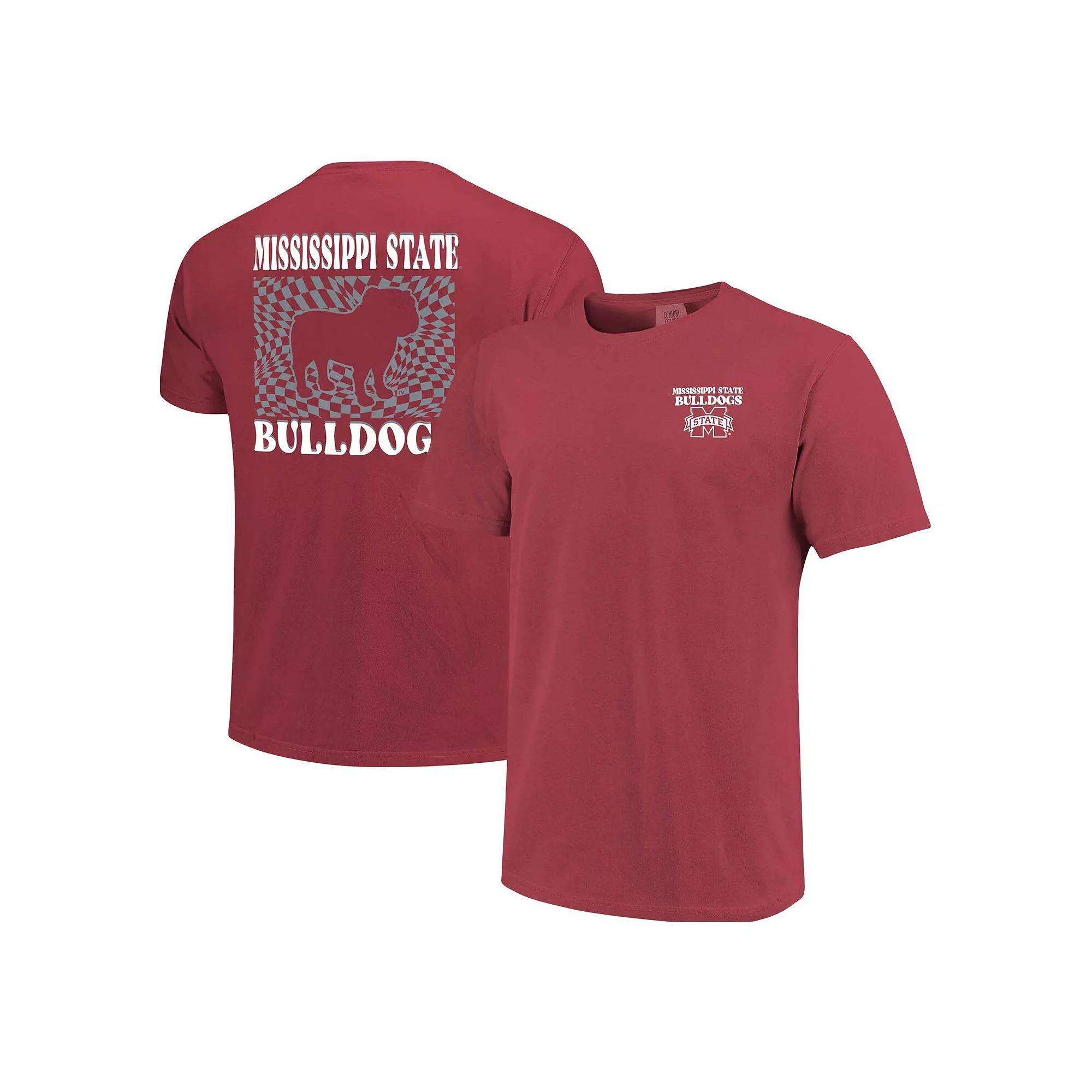 Women's Maroon Mississippi State Bulldogs Comfort Colors Checkered Mascot T-Shirt, Size: Large, Mst Red Product Image