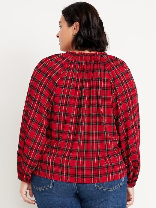 Ruffled Split-Neck Top Product Image