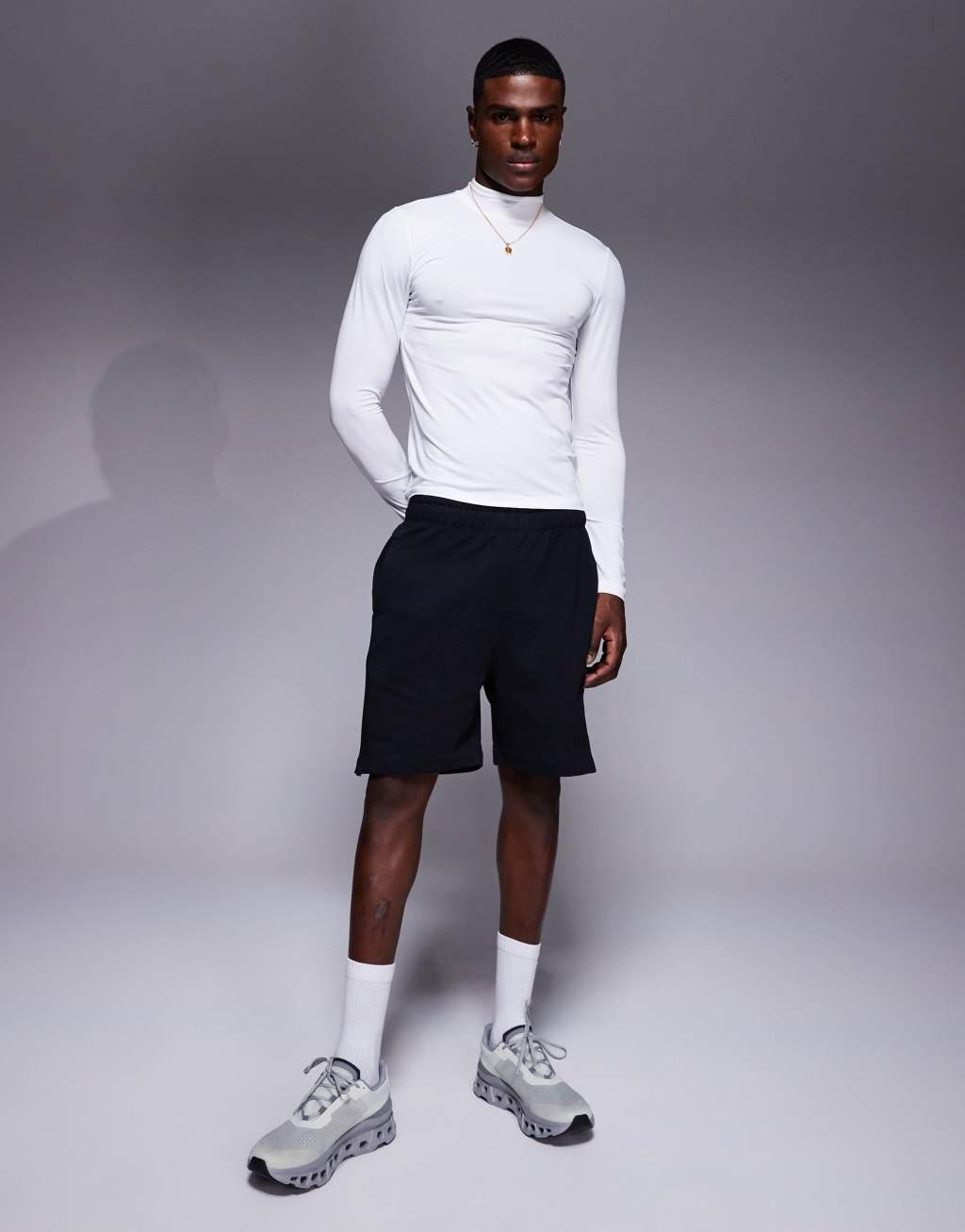 4505 Icon training long sleeve muscle fit base layer with mock neck in white  Product Image