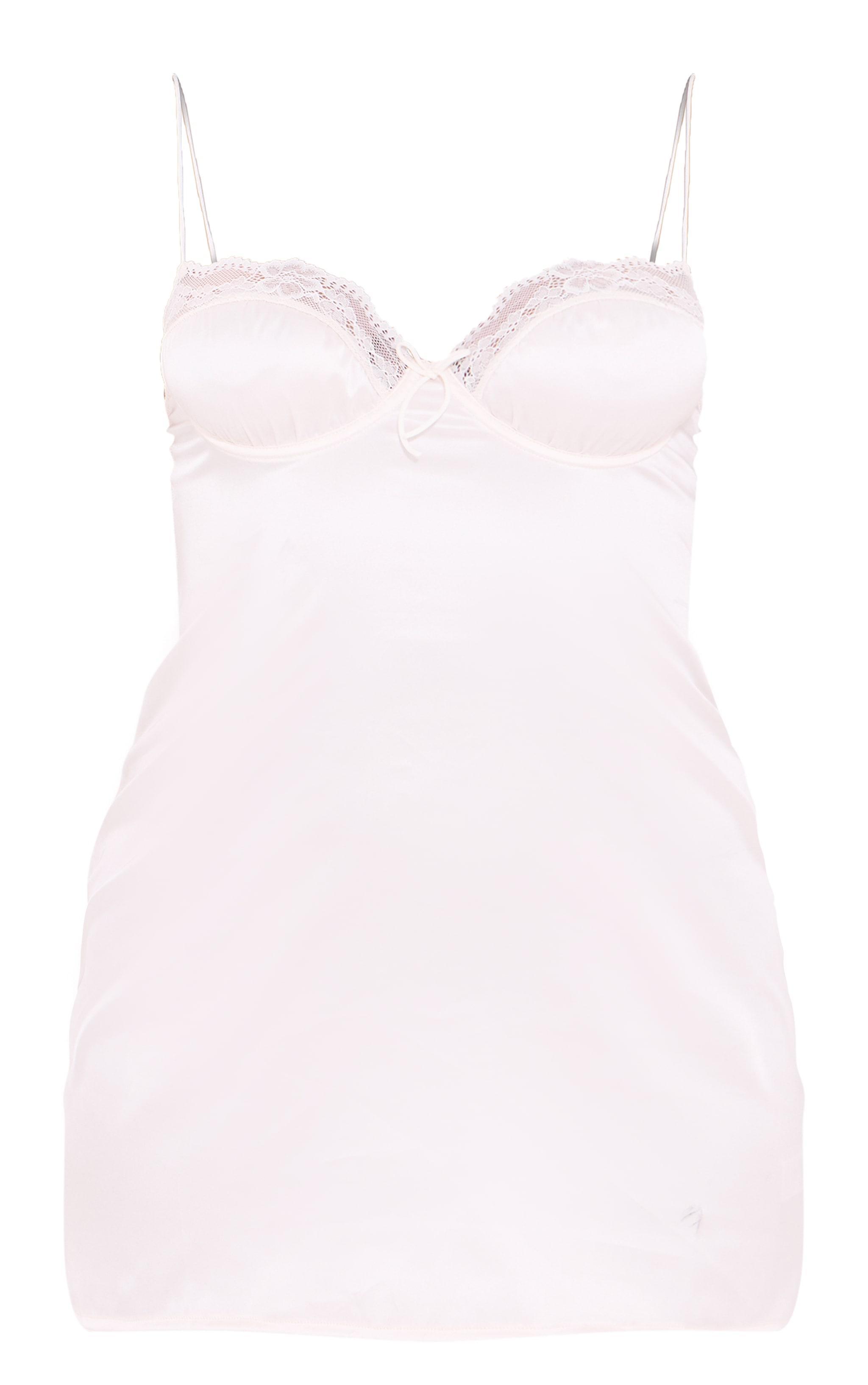 Cream Satin Underwired Slip Dress Product Image