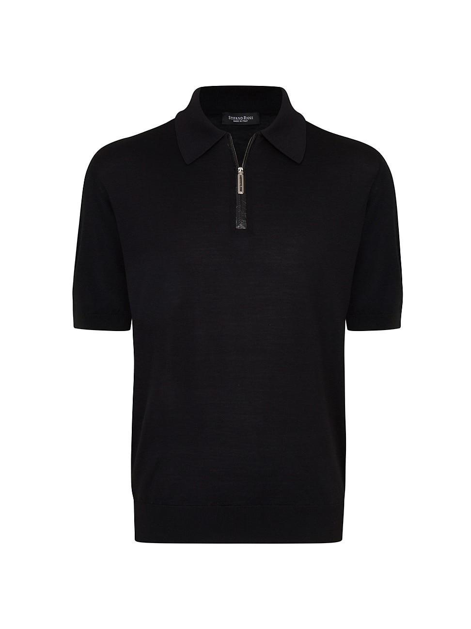 Mens Silk and Crocodile Zip Polo Shirt Product Image