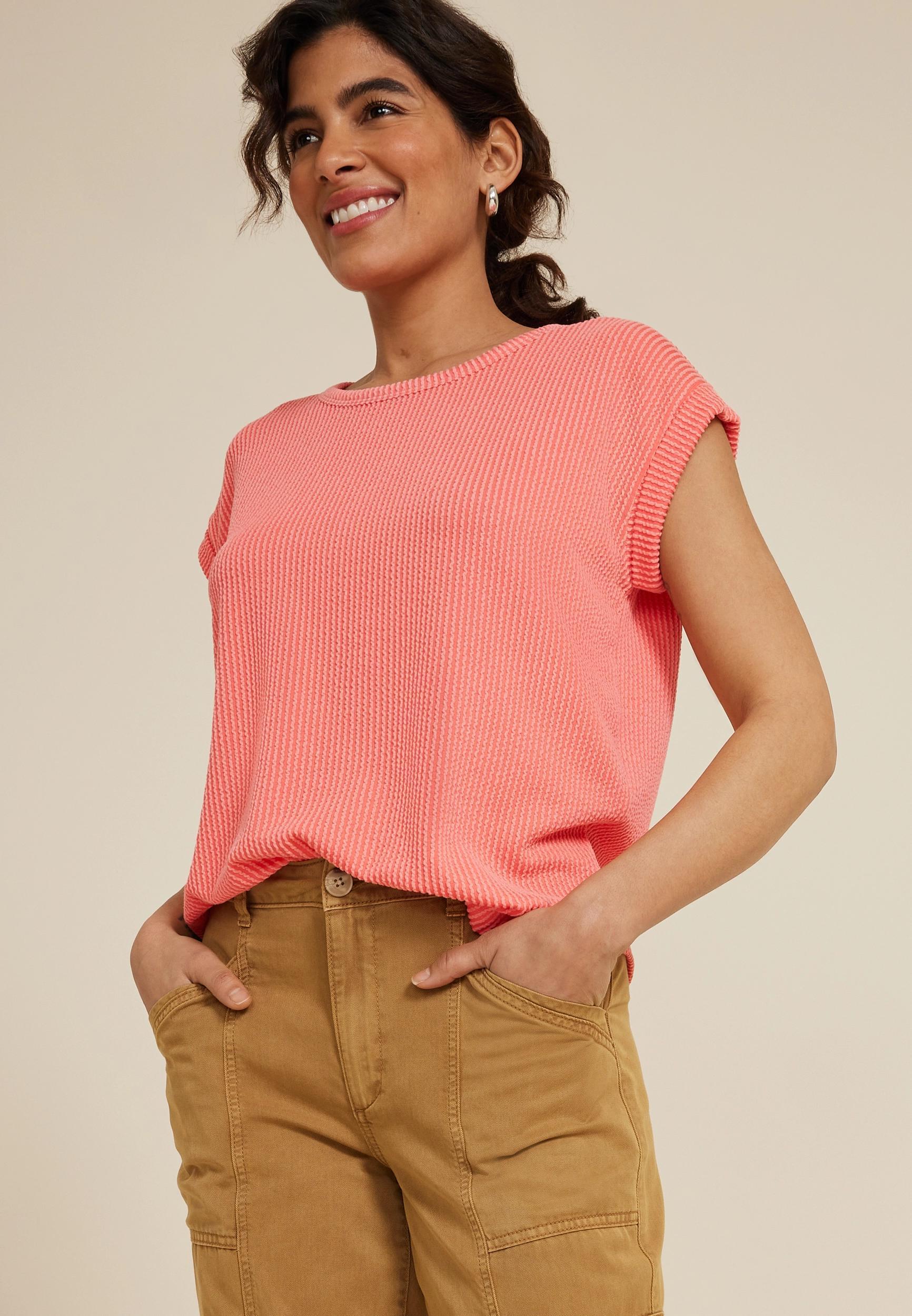 24/7 Clara Wavy Ribbed Short Sleeve Tee Product Image