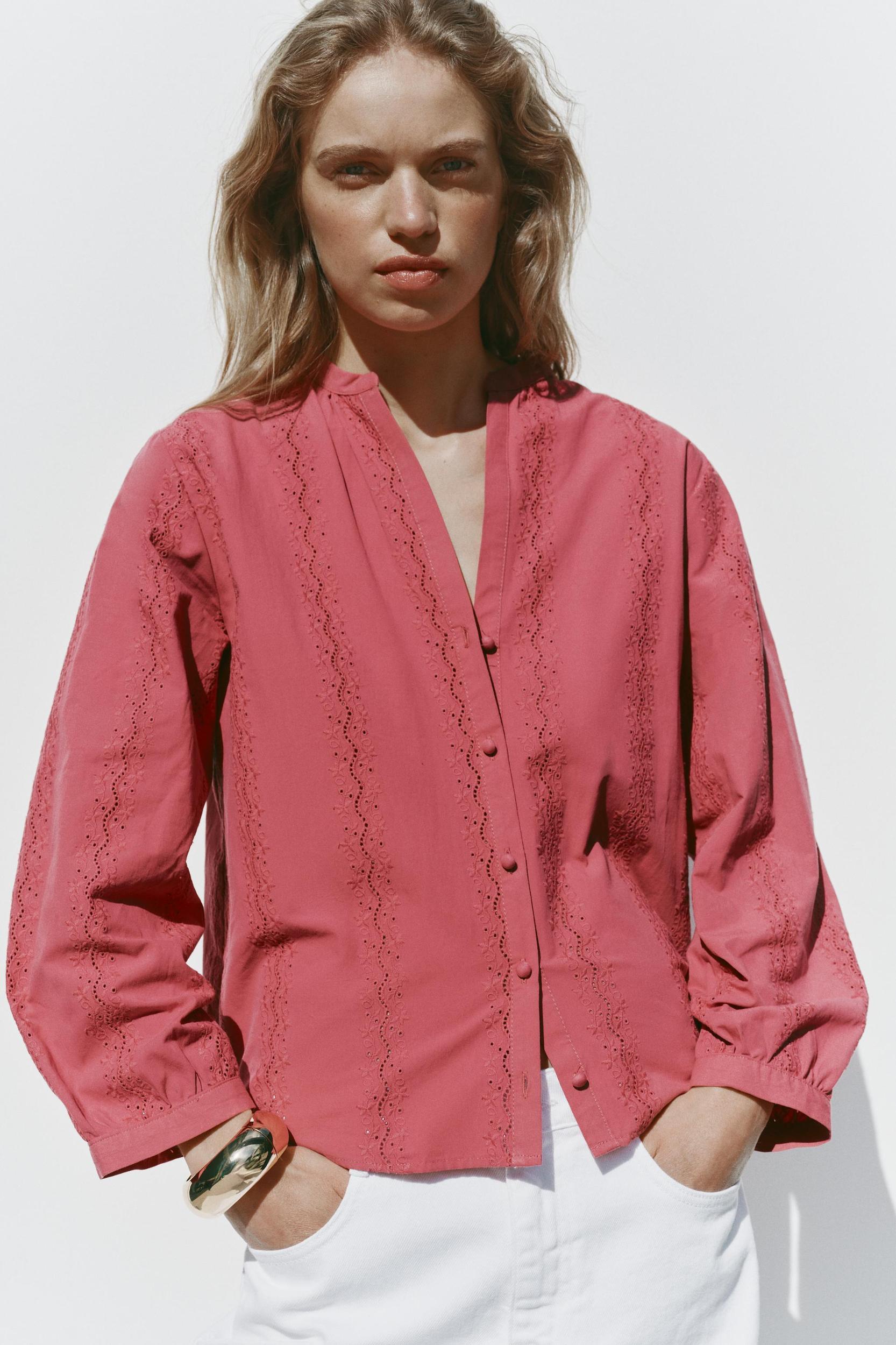 EMBROIDERED EYELET BLOUSE Product Image