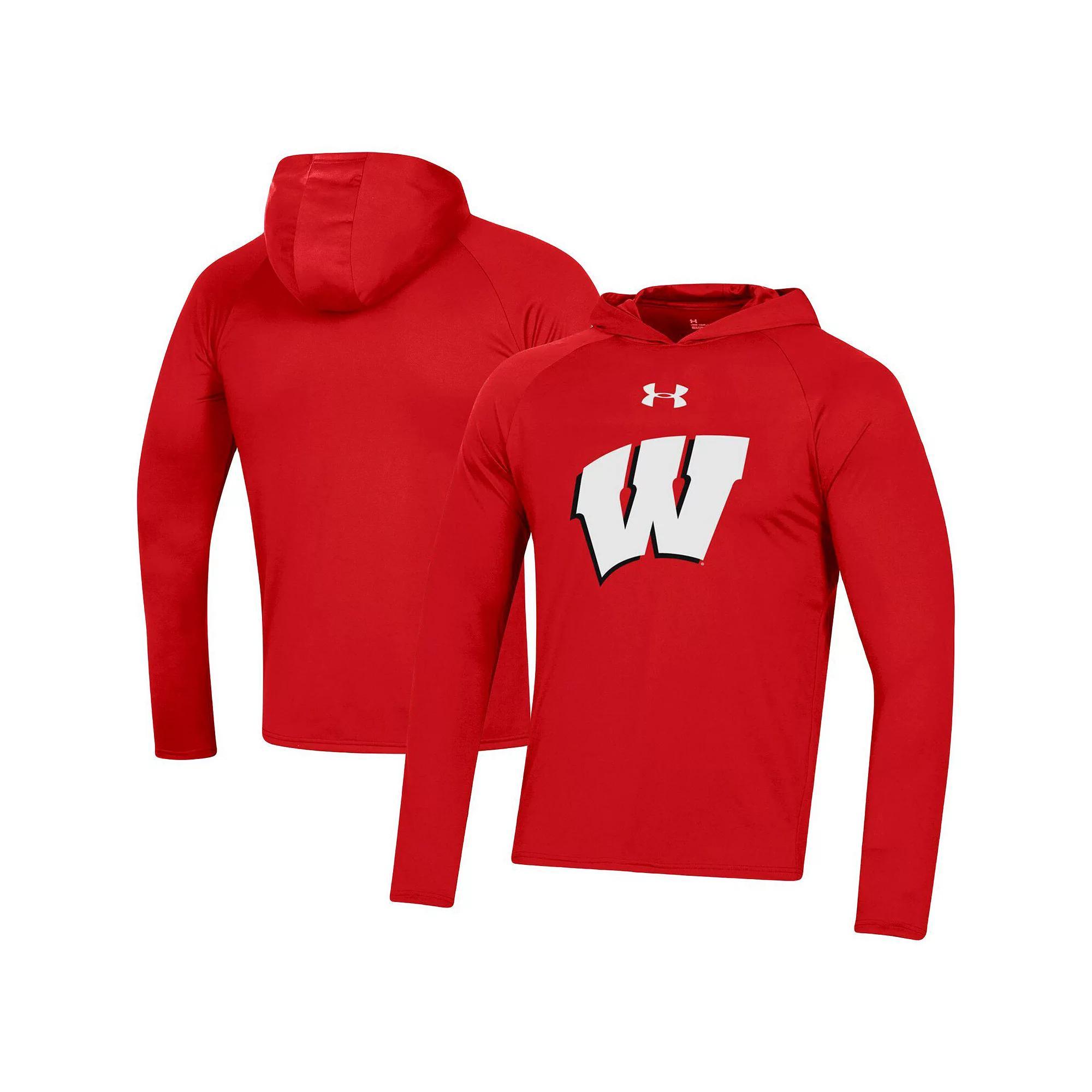 Men's Under Armour Red Maryland Terrapins School Logo Raglan Long Sleeve Hoodie Performance T-Shirt, Size: 2XL Product Image