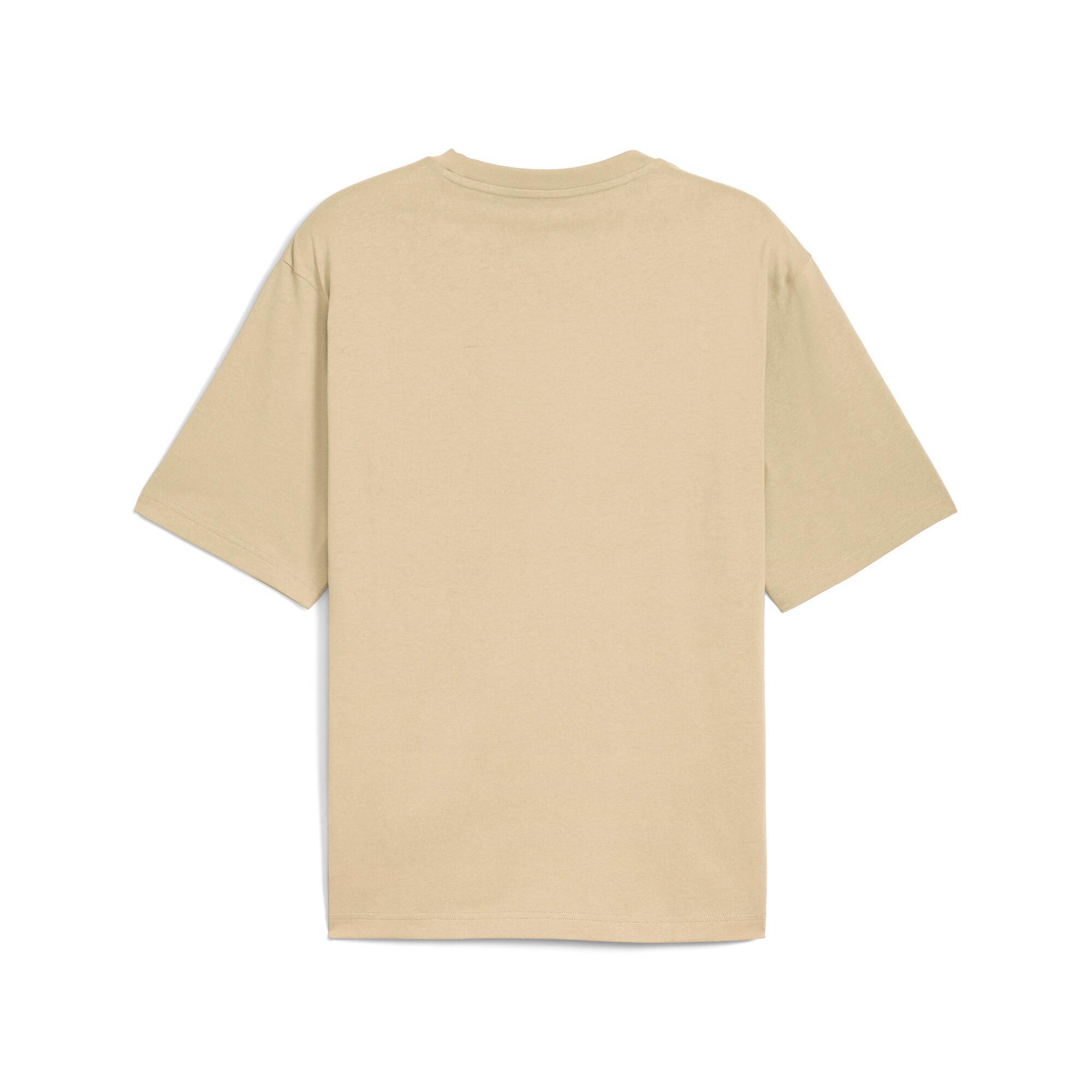 PUMA WARDROBE ESSENTIALS Men's Boxy T-Shirt in Beige Product Image