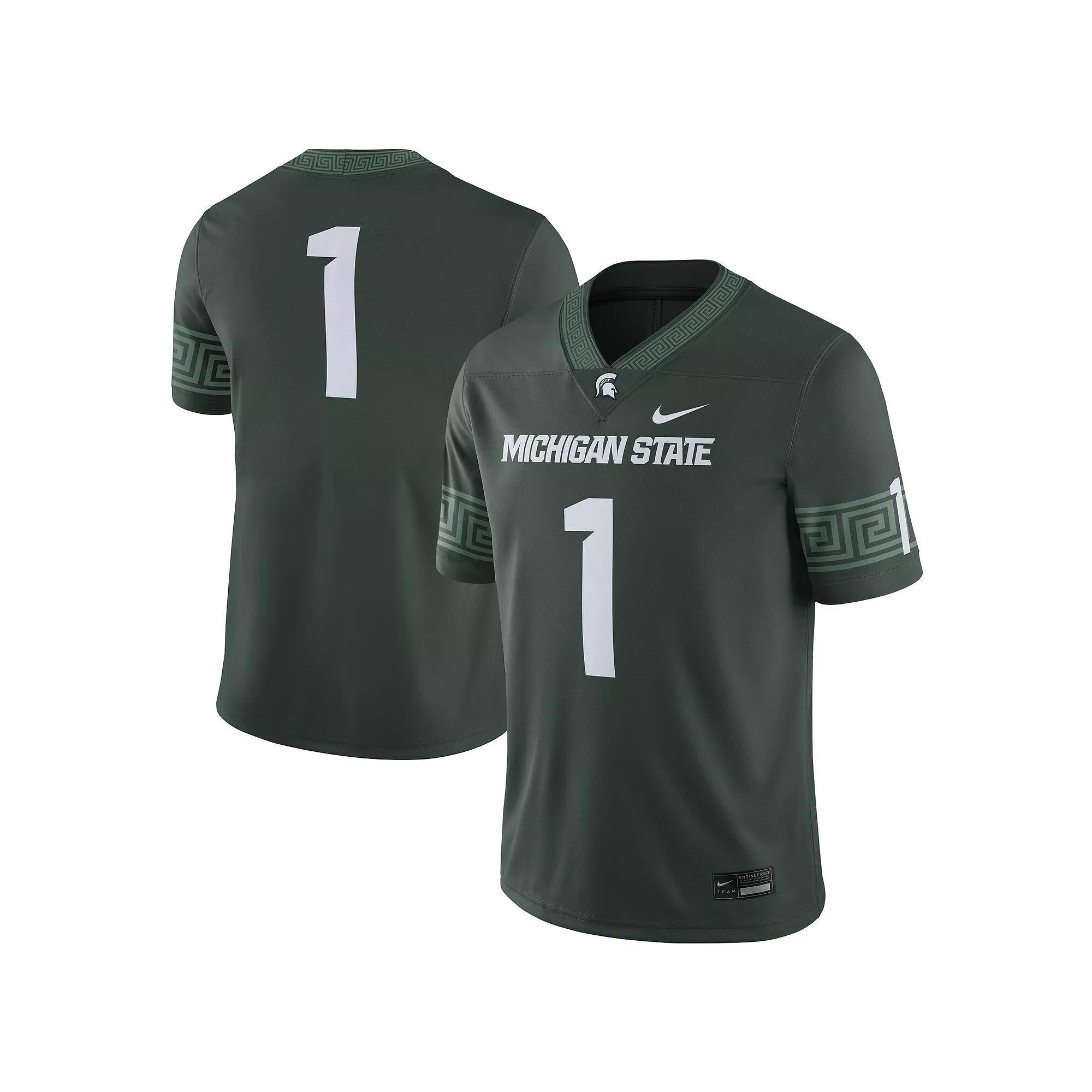 Men's Nike #1 Green Michigan State Spartans Football Game Jersey, Size: Large Product Image