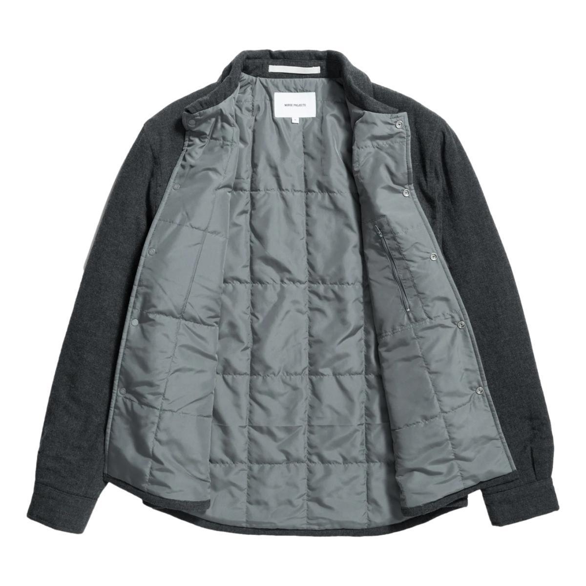 Hjalmer Insulated Wool Overshirt Charcoal Melange Product Image