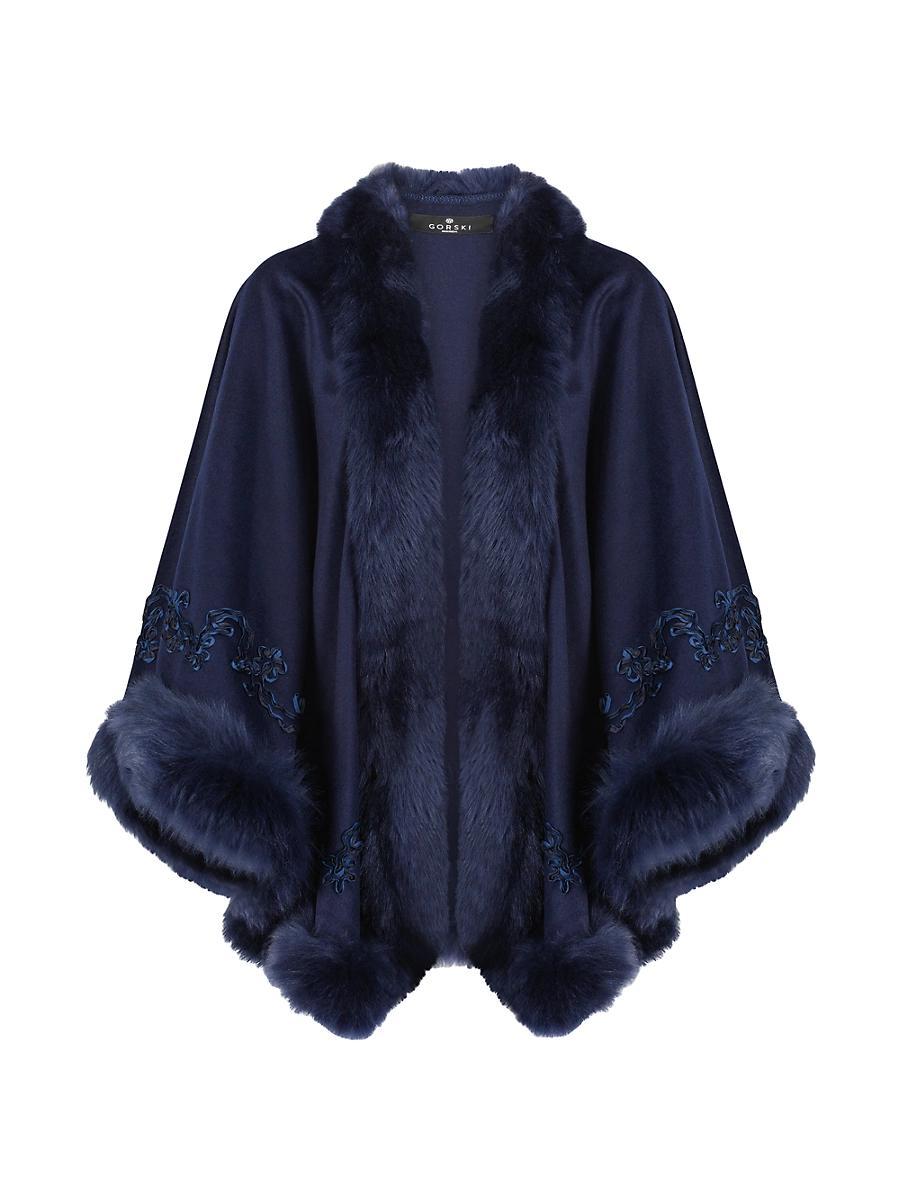 Womens Embroidered Wool and Cashmere Cape Product Image