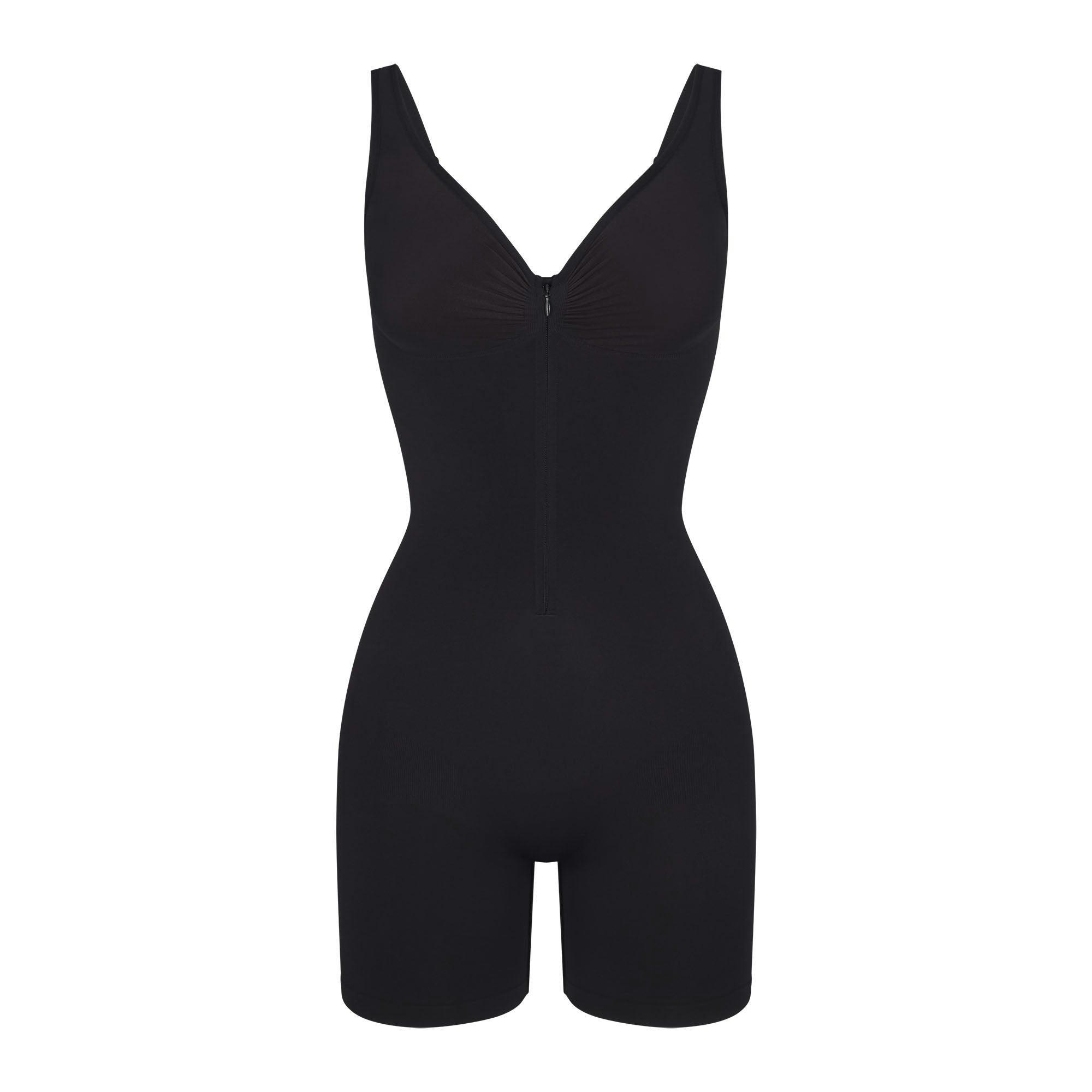 SEAMLESS SCULPT ZIP FRONT MID THIGH BODYSUIT | ONYX Product Image