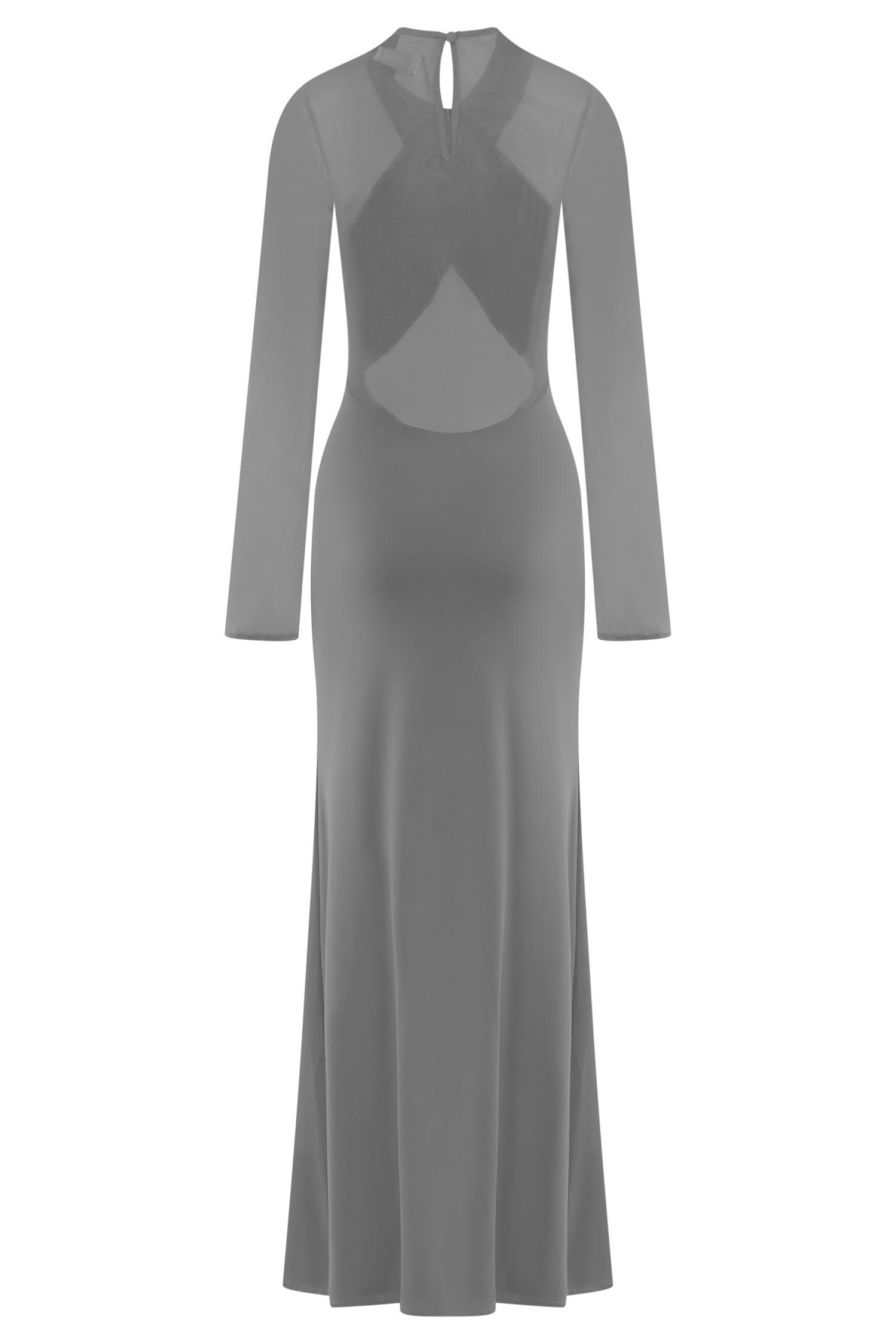 Tania Slinky And Mesh Long Sleeve Maxi Dress - Black Product Image