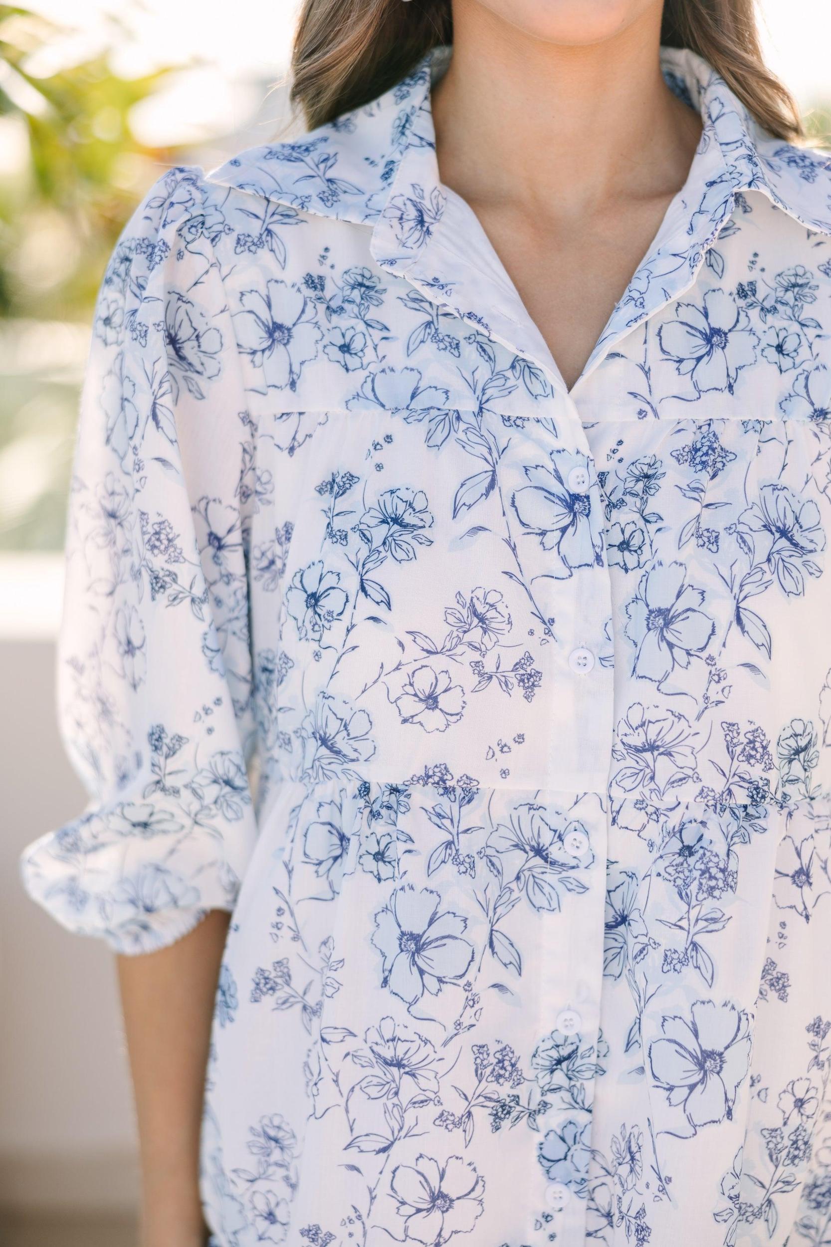 On Your Way Light Blue Floral Babydoll Dress Female Product Image