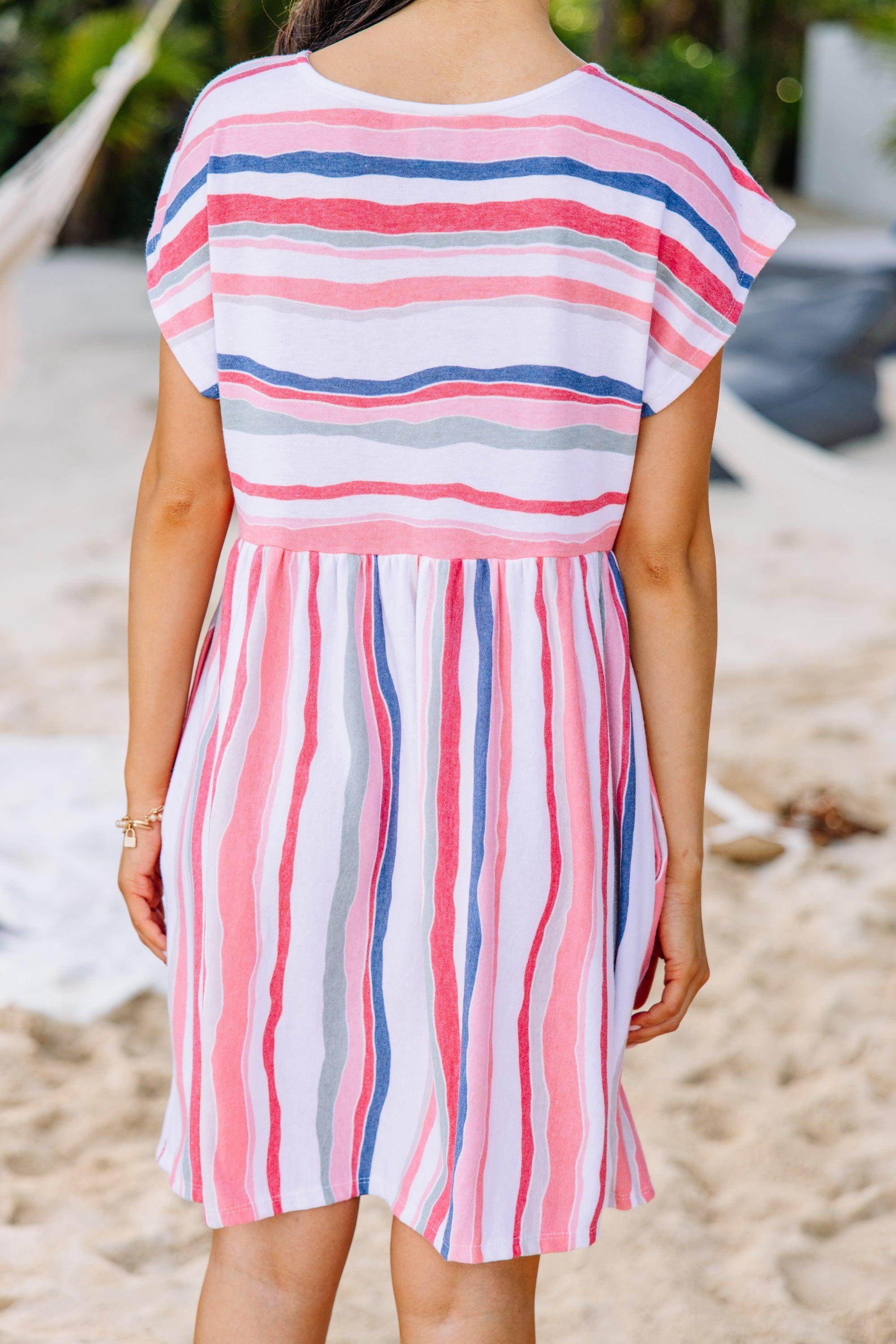 Let's Go Westward Pink Striped Dress Female Product Image