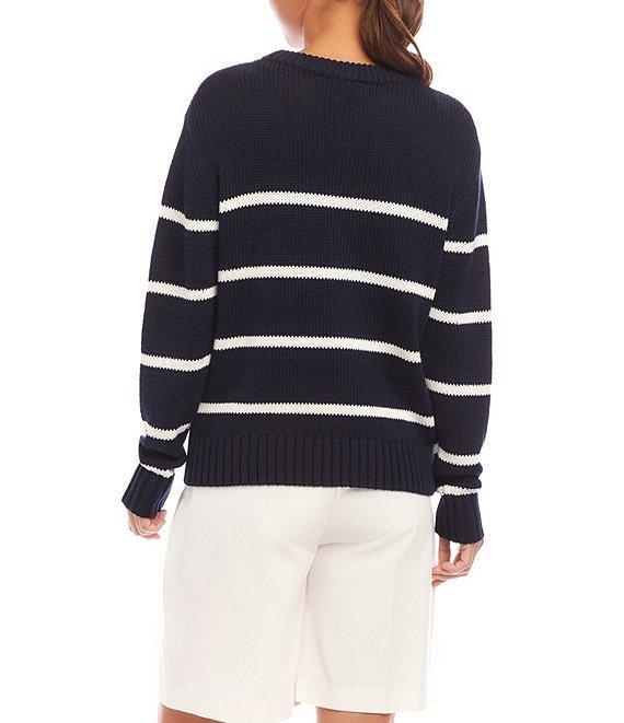Karen Kane Stripe Knit Stretch Crew Neck Long Sleeve Sweater Product Image