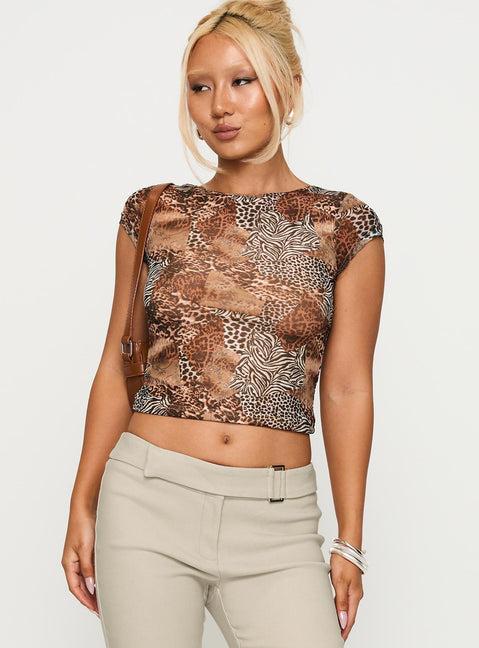 Tied In Short Sleeve Top Leopard Product Image