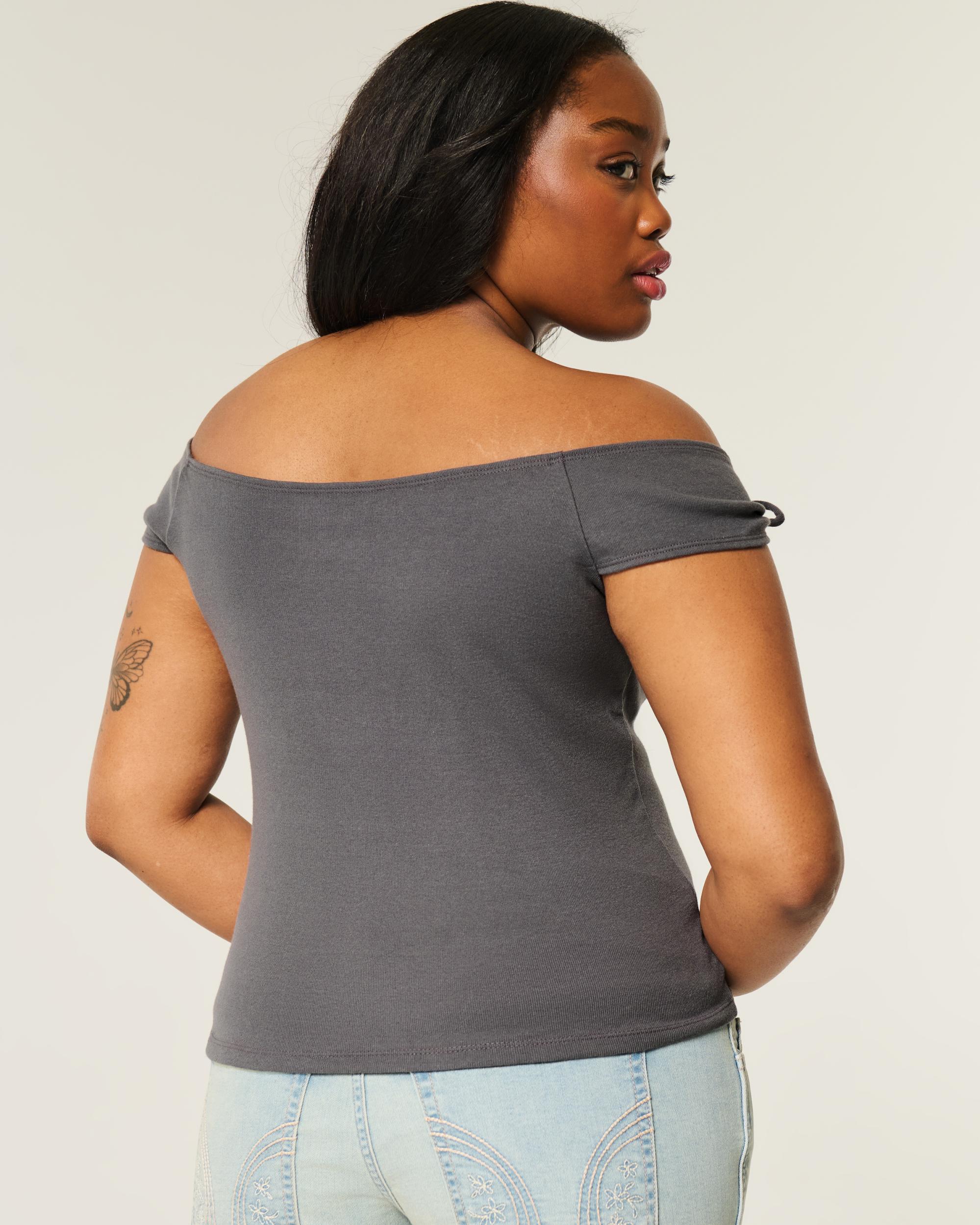 Off-the-Shoulder Tie Sleeve Top Product Image