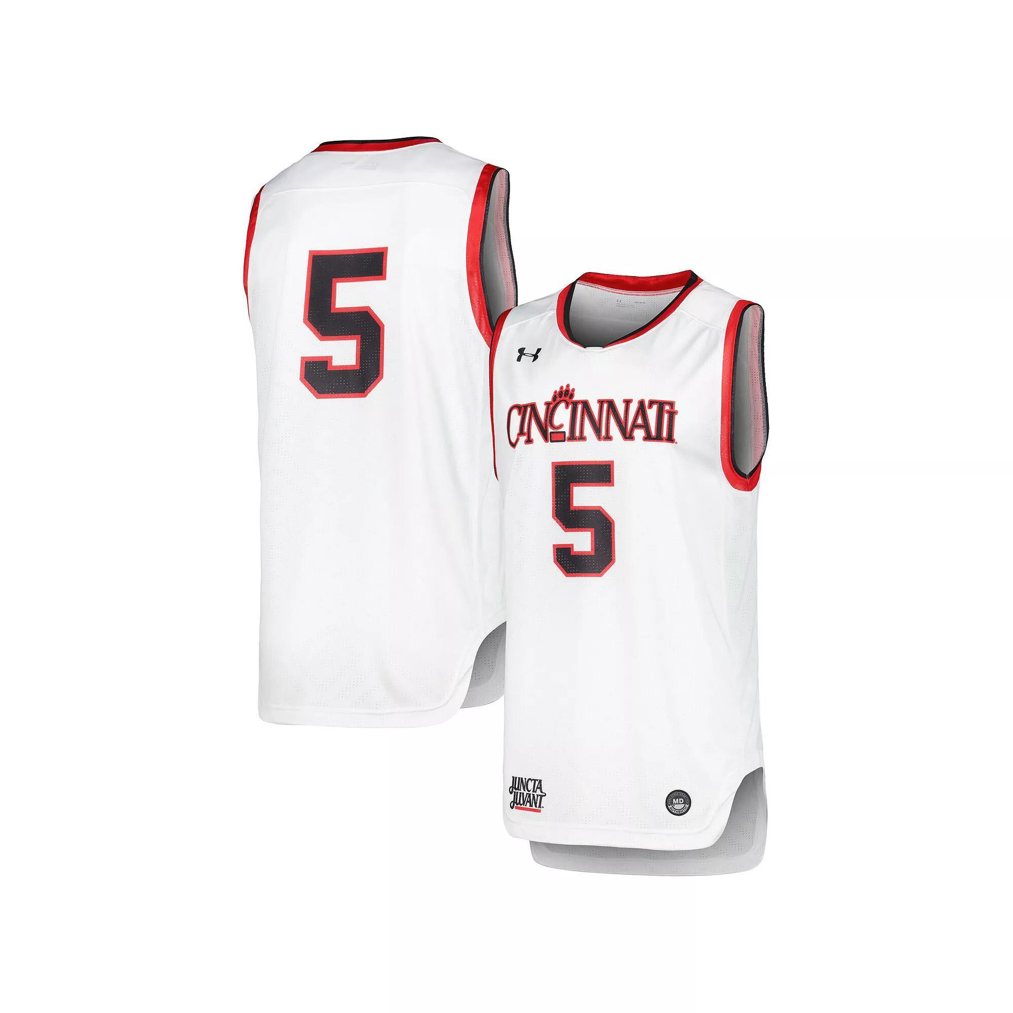 Men's Under Armour White Cincinnati Bearcats Replica Basketball Jersey, Size: Small Product Image
