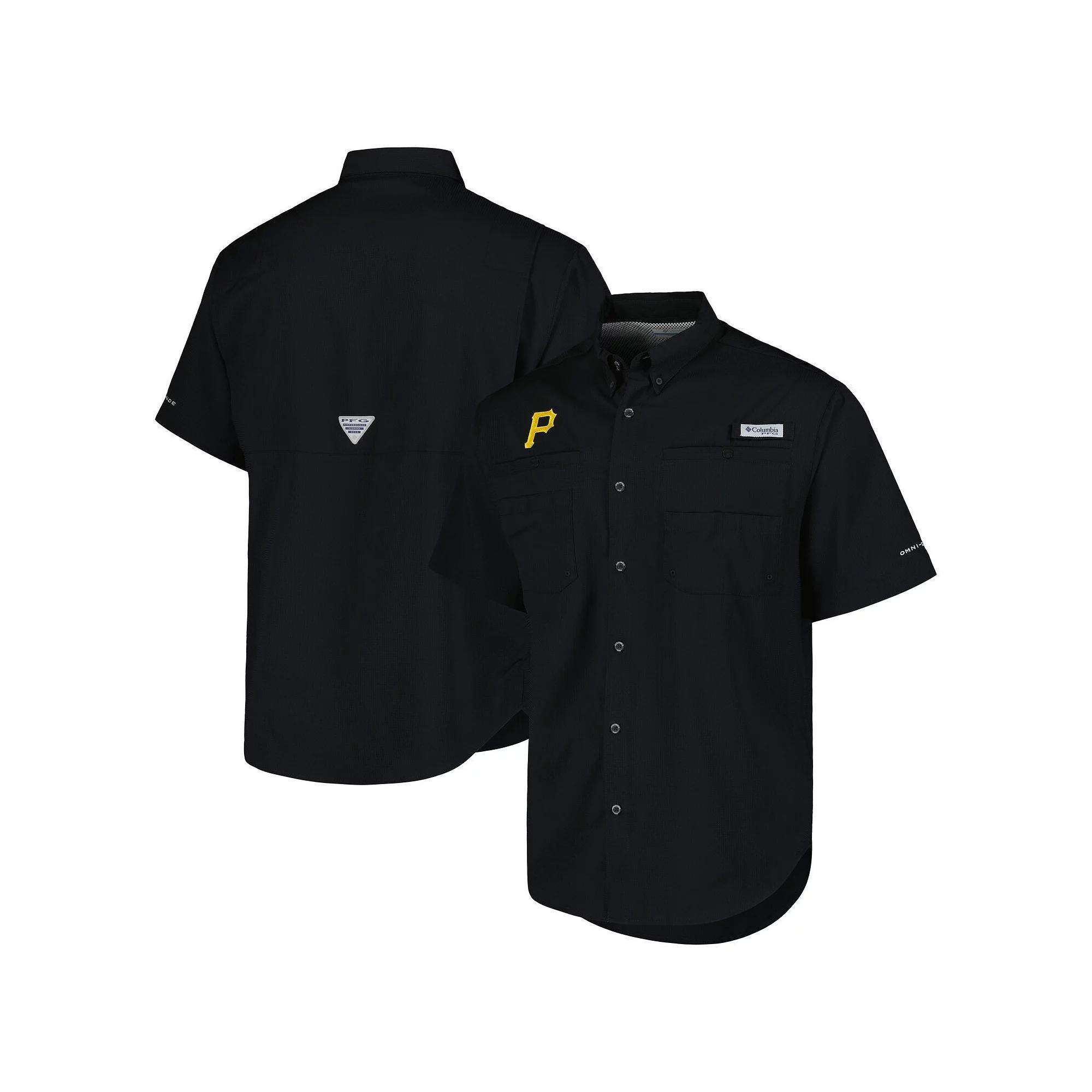 Men's Columbia Black Pittsburgh Pirates Tamiami Omni-Shade Button-Down Shirt, Size: Small Product Image