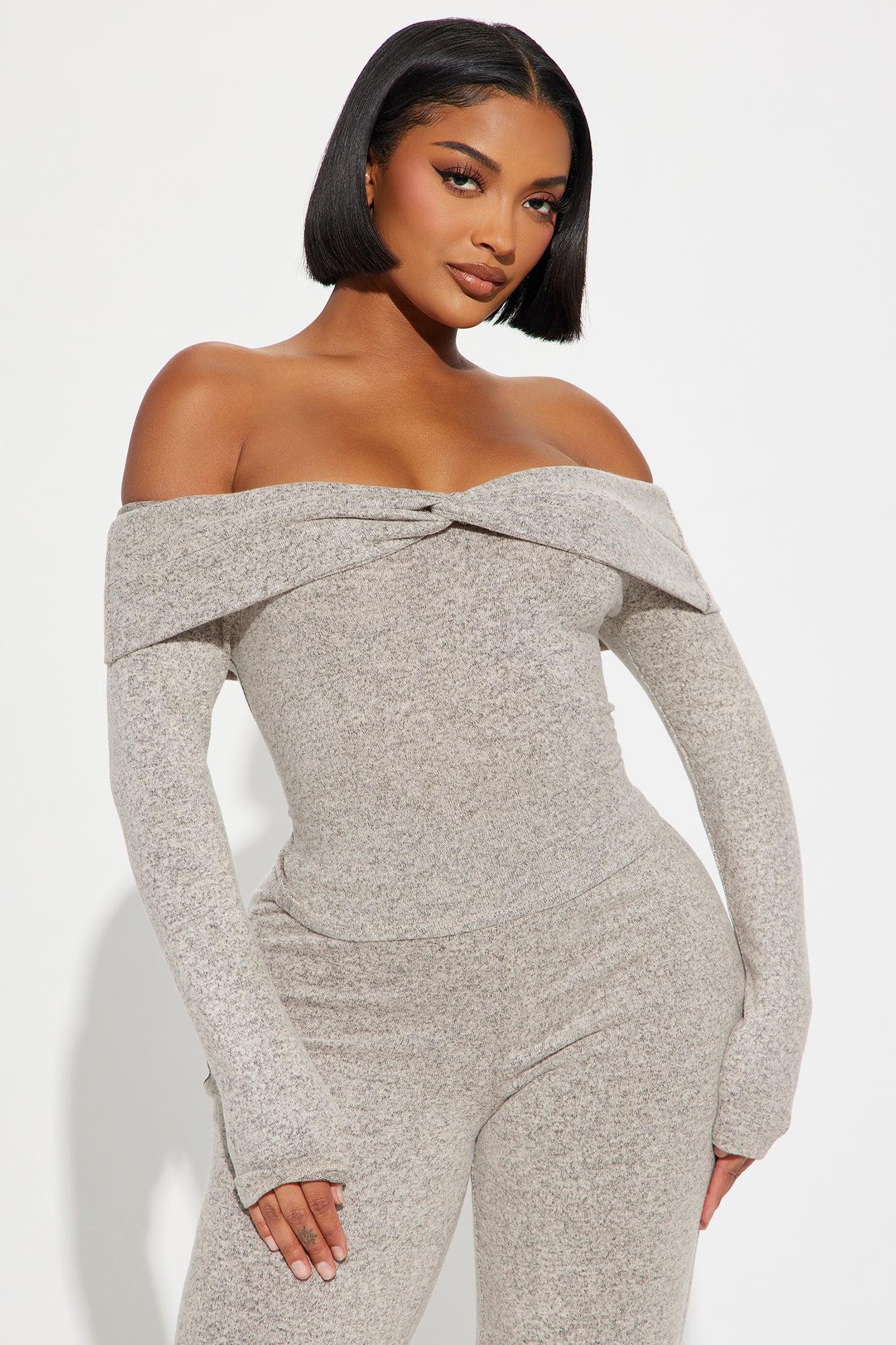 Bella Brushed Knit Pant Set - Oatmeal Product Image