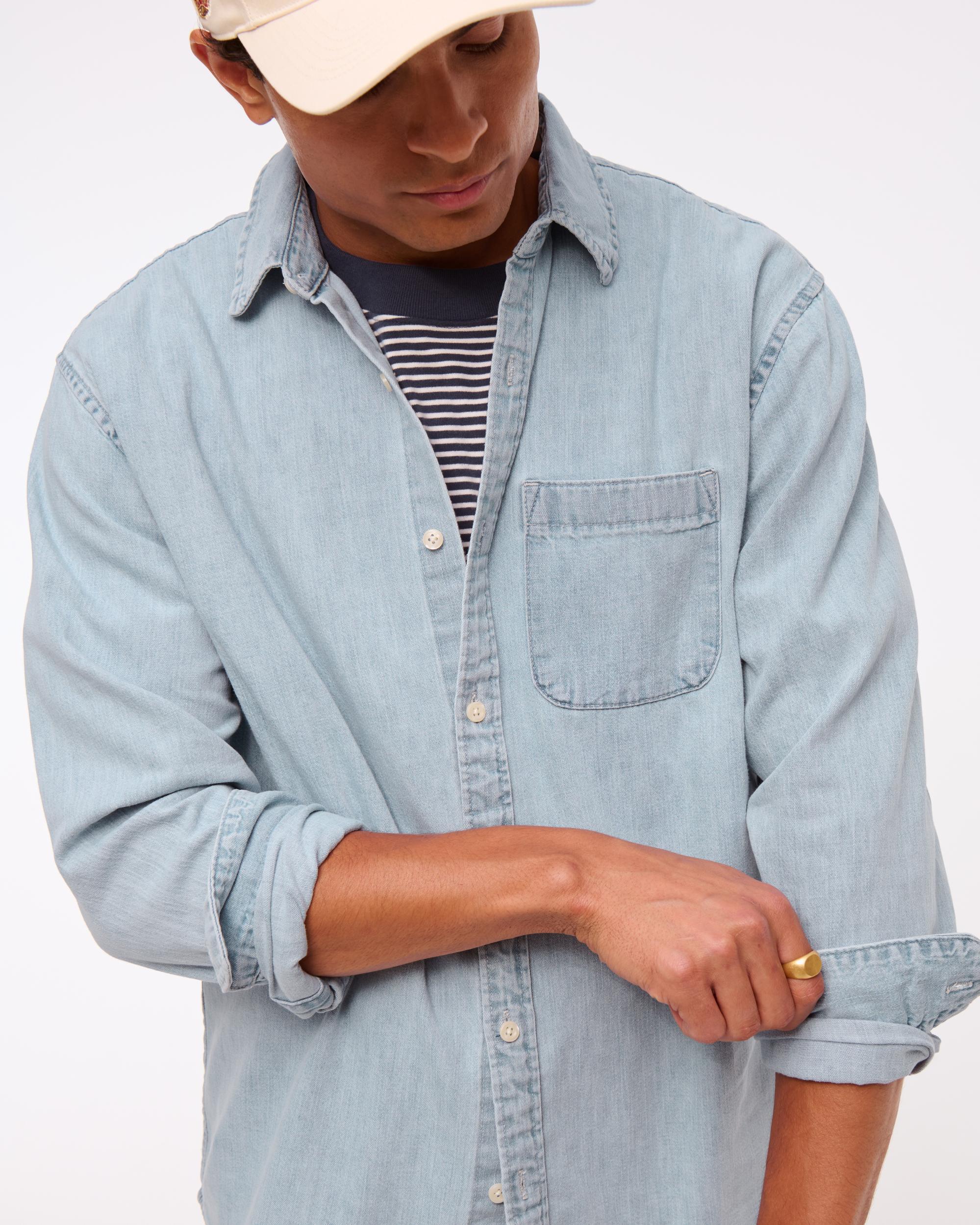 Denim Button-Up Shirt Product Image
