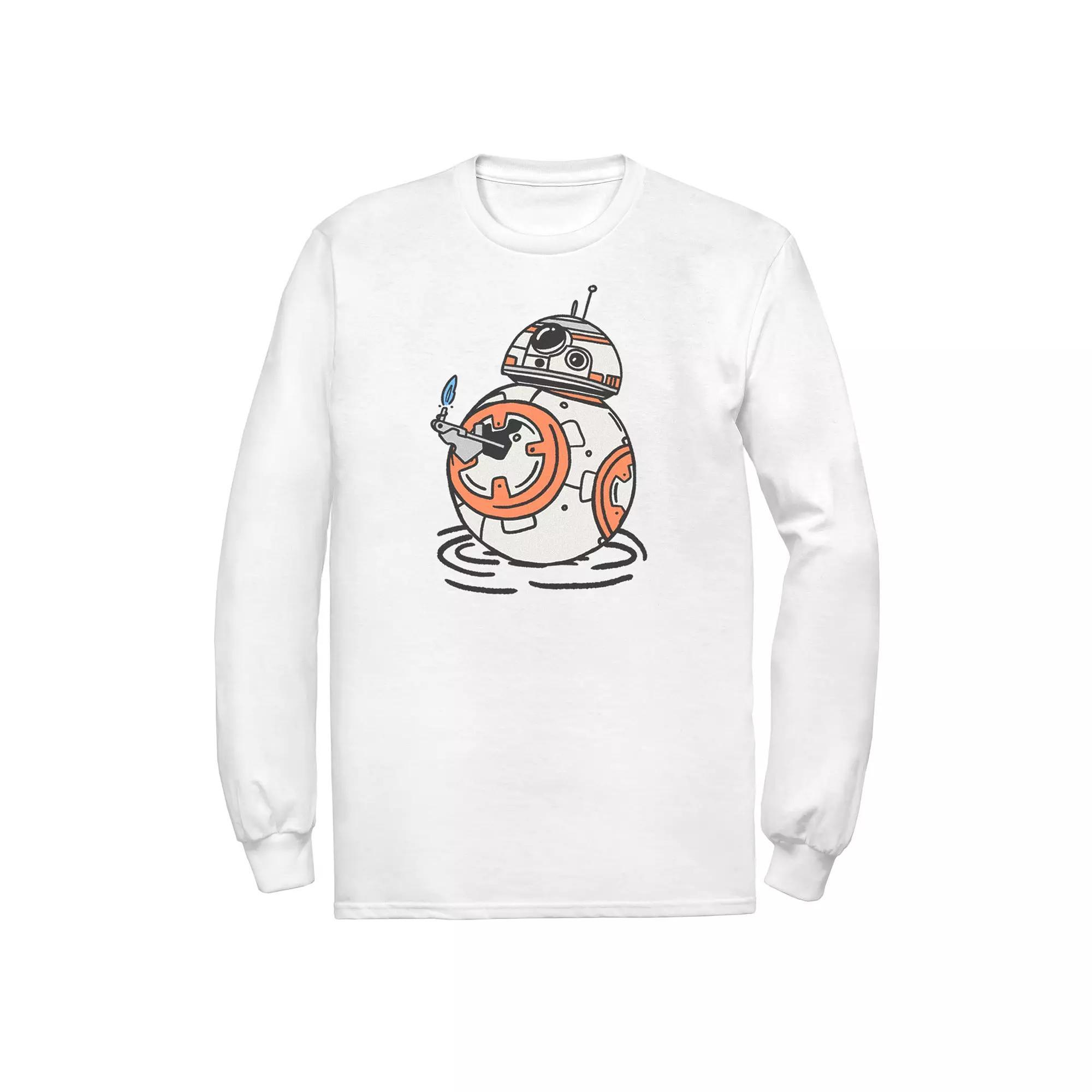 Men's Star Wars The Rise of Skywalker BB-8 Lighter Long Sleeve Graphic Tee, Size: Small, White Product Image