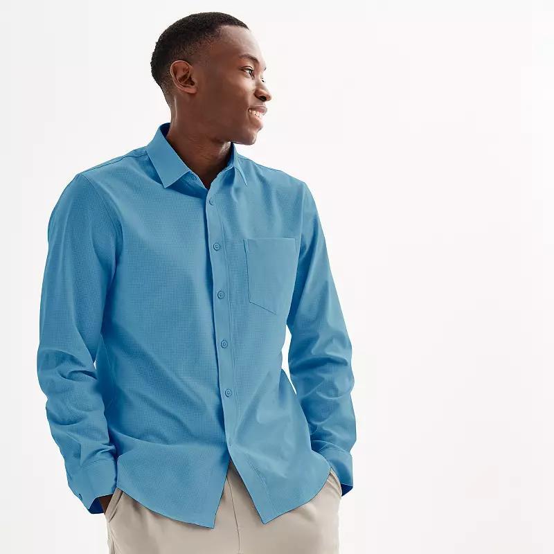 Men's FLX Slim Performance Untucked-Fit Button Down Long Sleeve Shirt, Size: Large SLIM, Chesapeake Blue Product Image