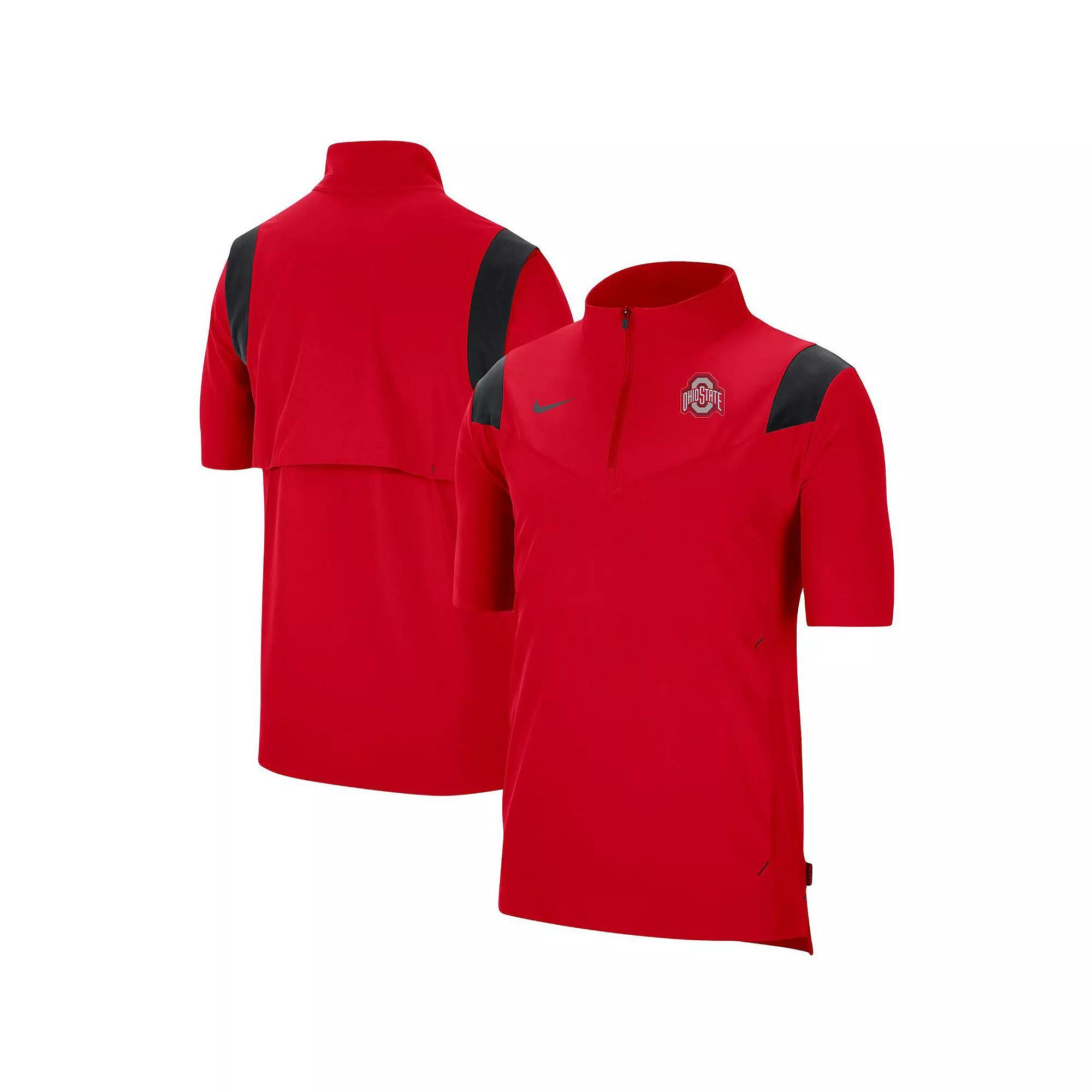 Men's Nike Scarlet Ohio State Buckeyes Coach Short Sleeve Quarter-Zip Jacket,  Product Image